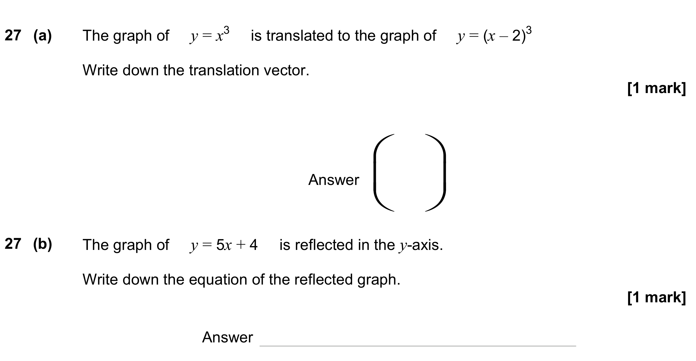 Question 27 — Graph Transformations — AQA GCSE November 2023