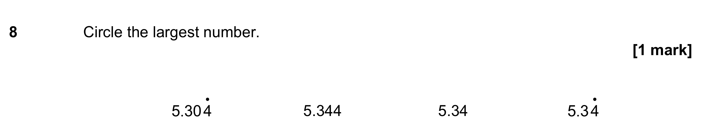 Question 8 — Decimals — AQA GCSE November 2023