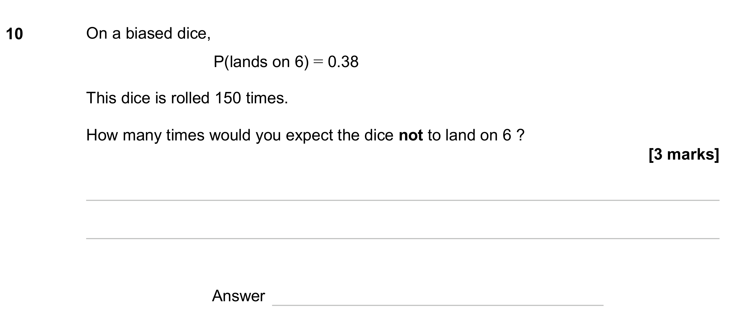 Question 10 — Probability — AQA GCSE June 2024