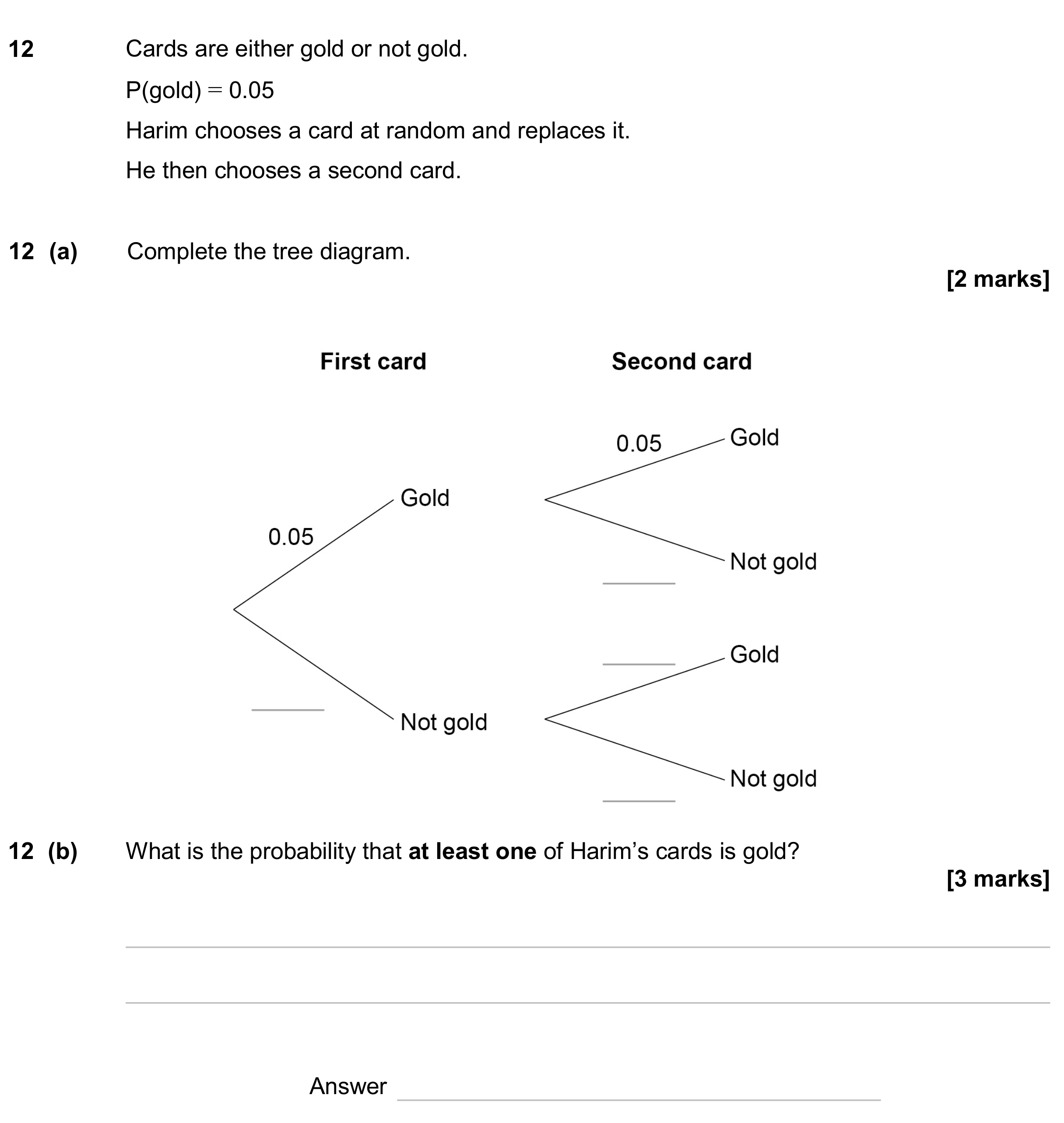 Question 12 — Probability — AQA GCSE June 2024