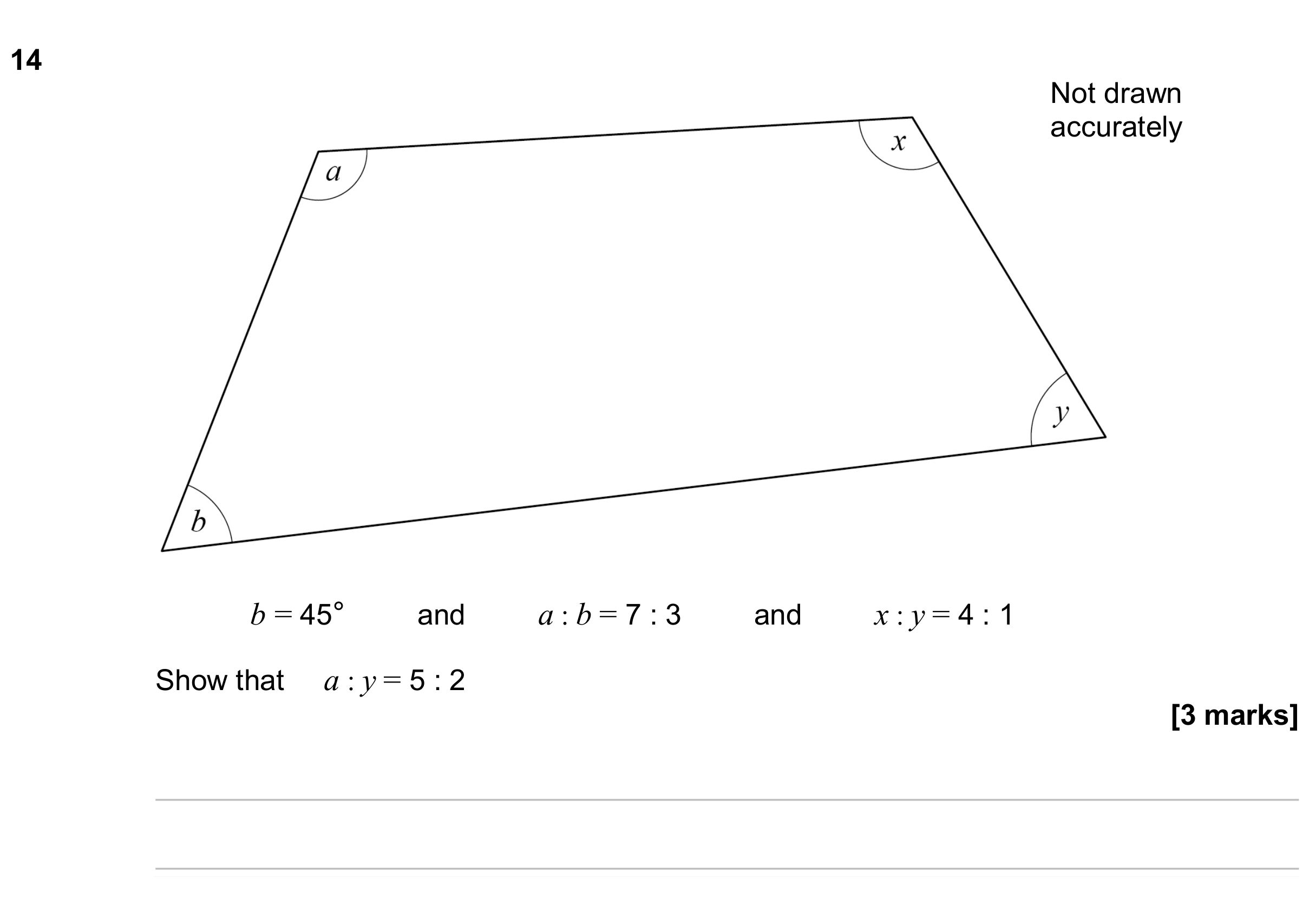 Question 14 — Angles, Ratios — AQA GCSE June 2024
