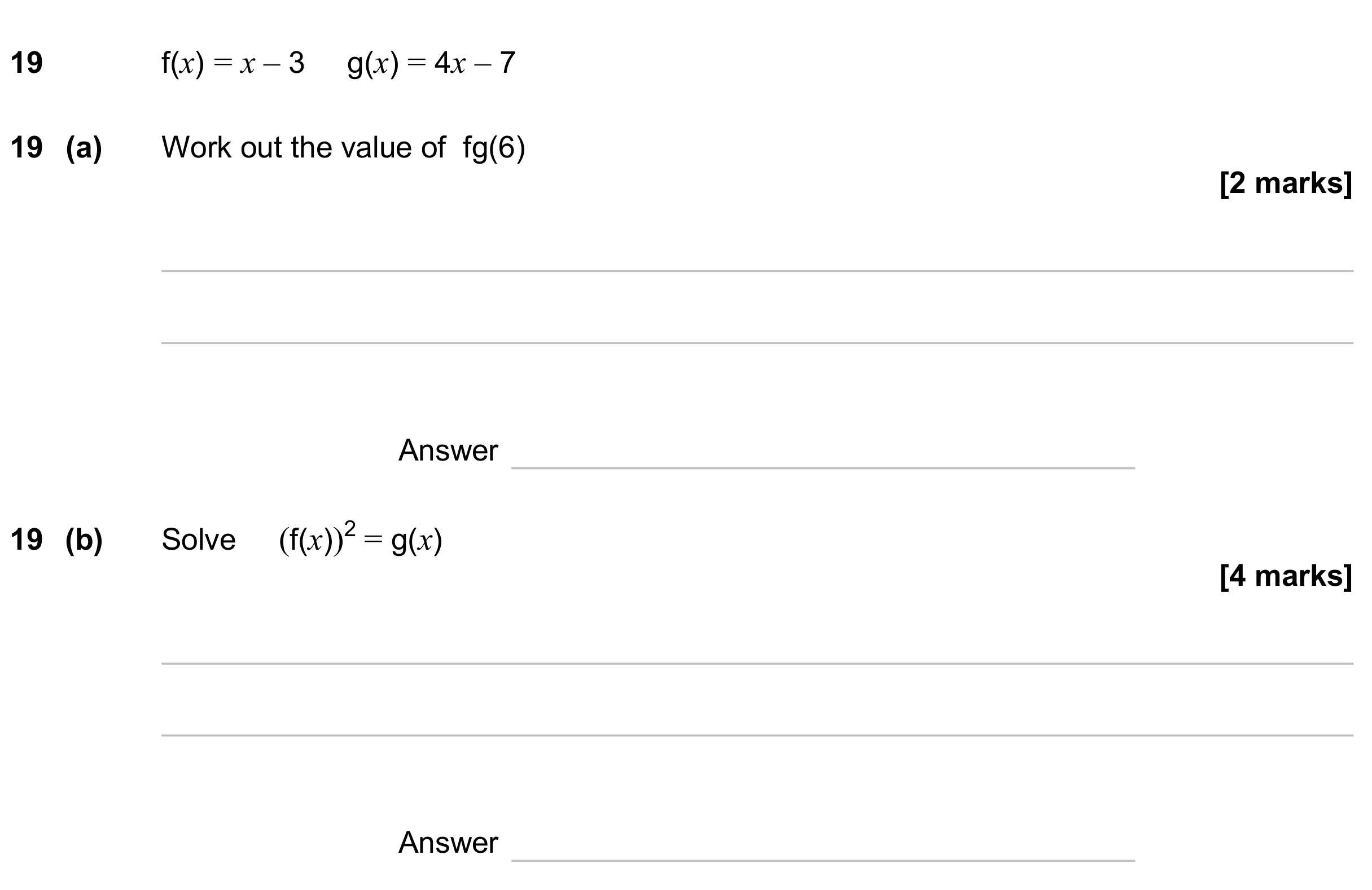 Question 19 — Functions — AQA GCSE June 2024