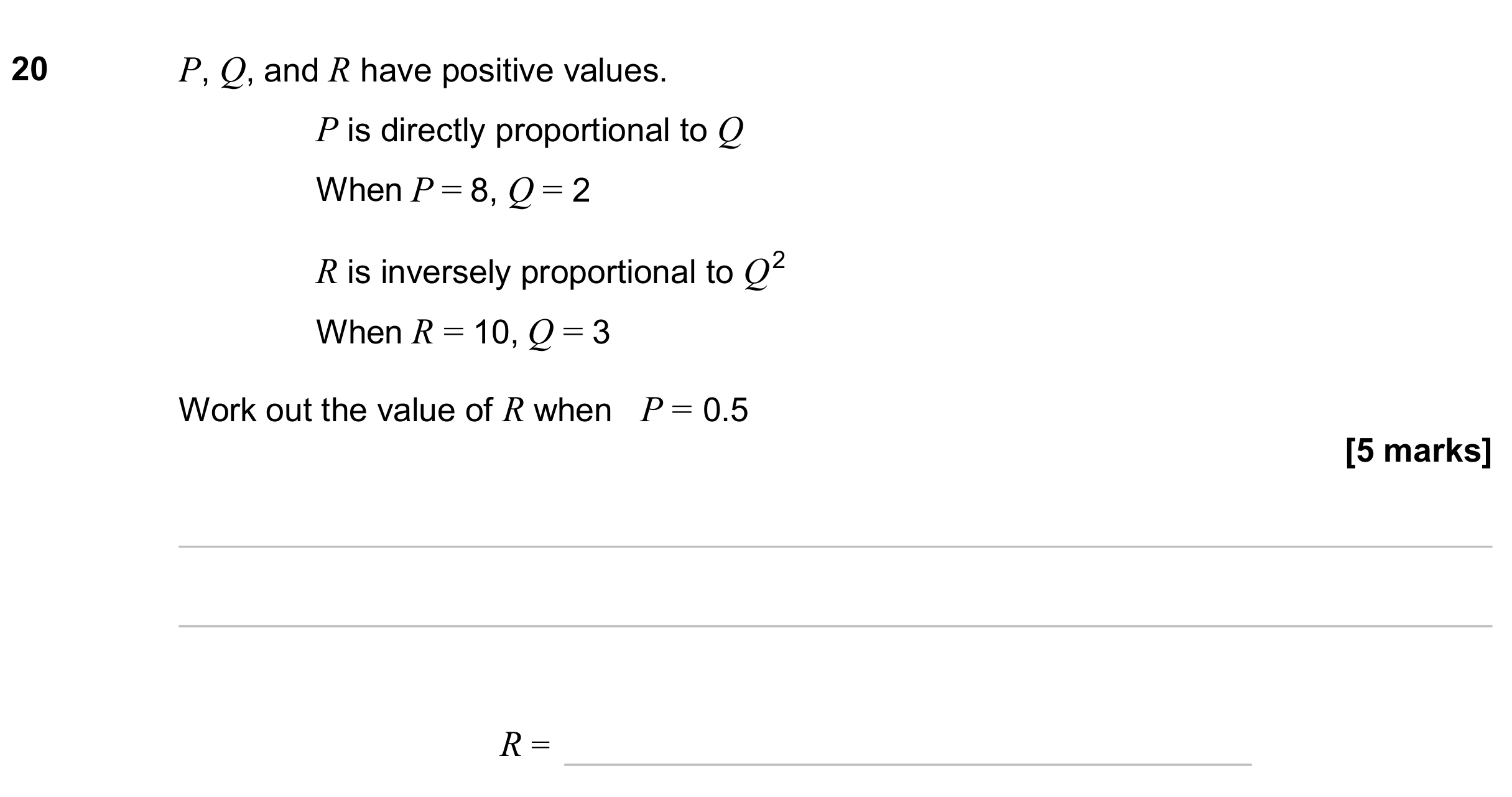 Question 20 — Proportion — AQA GCSE June 2024