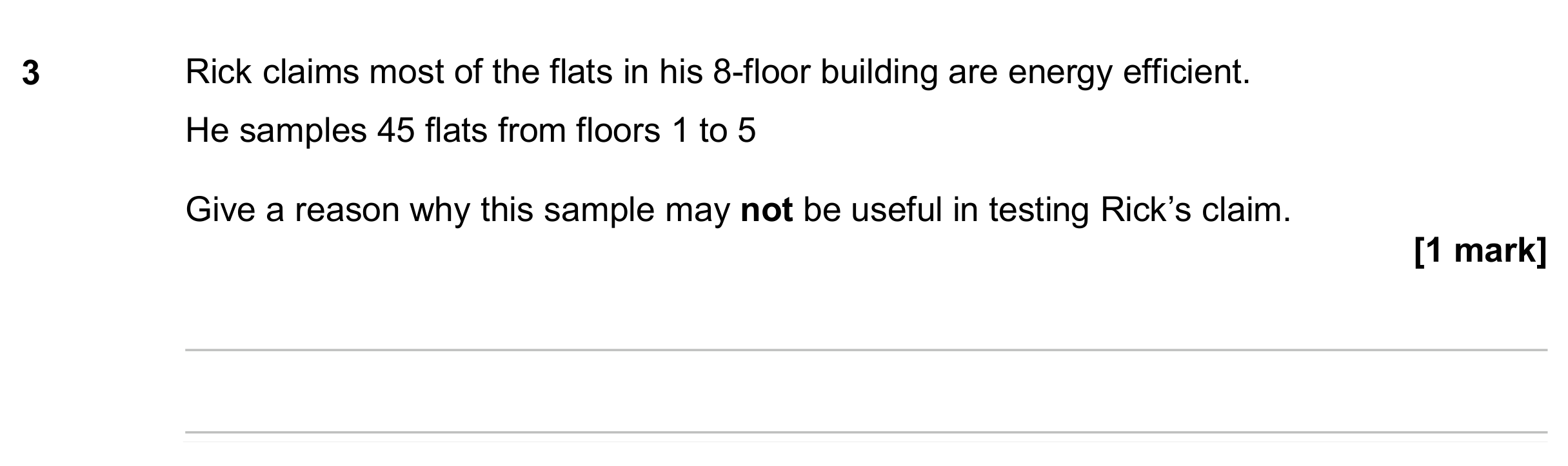 Question 3 — Sampling — AQA GCSE June 2024