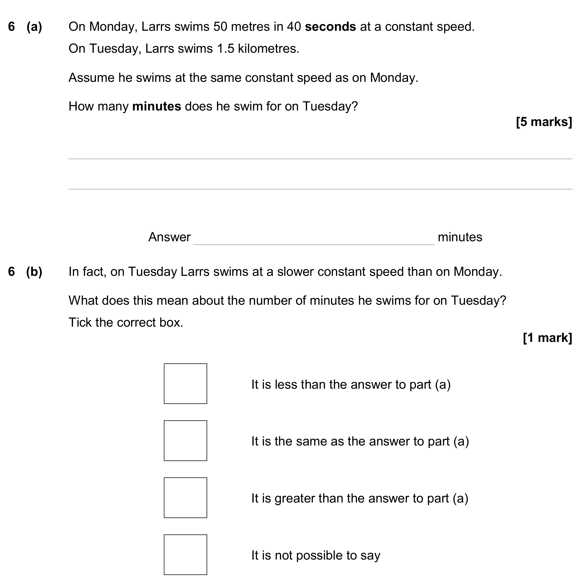 Question 6 — Speed/Distance/Time/Density/Pressure, Unit Conversions — AQA GCSE June 2024