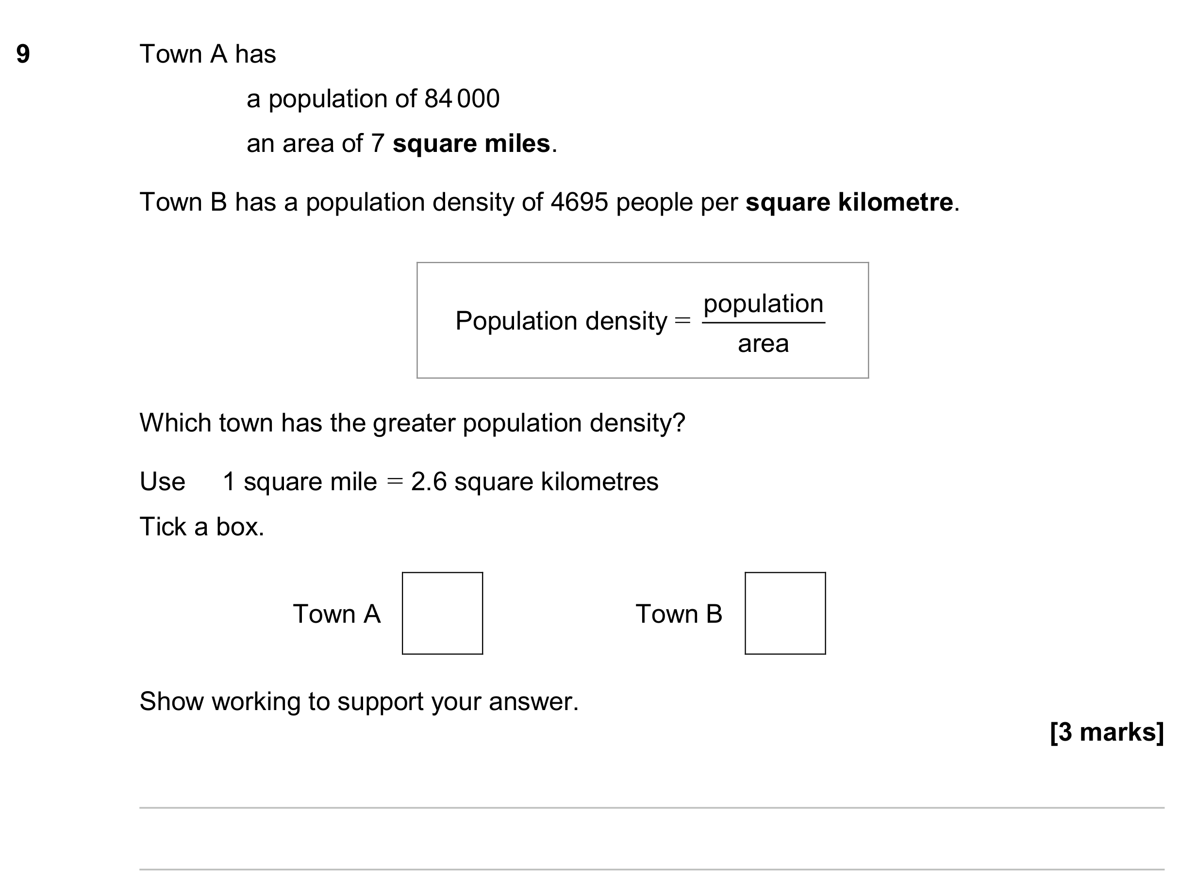 Question 9 — Formulae, Unit Conversions — AQA GCSE June 2024