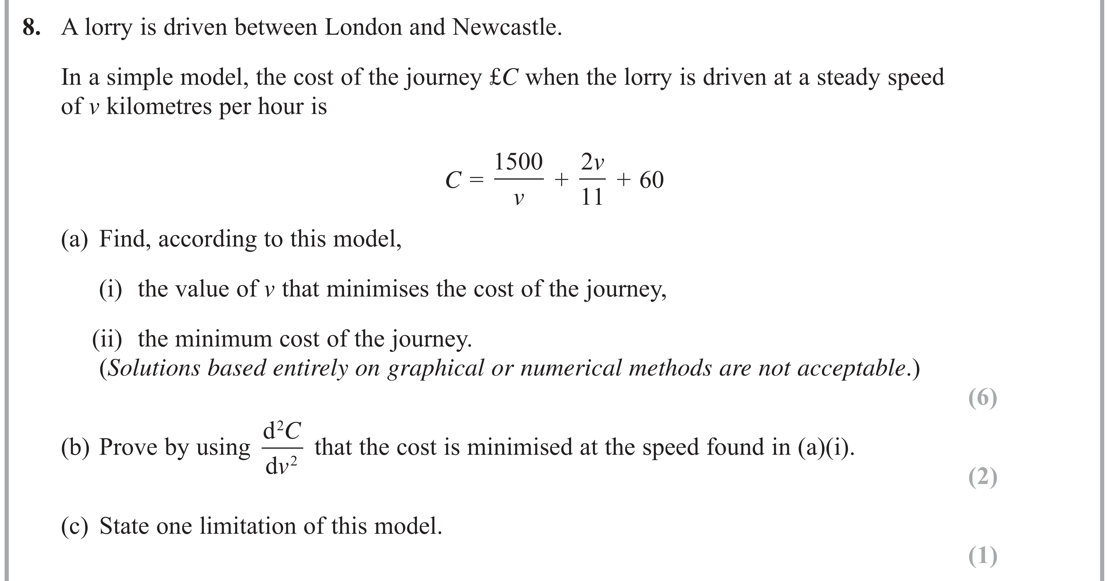 Question 8 — Differentiation — Edexcel AS Maths June 2018