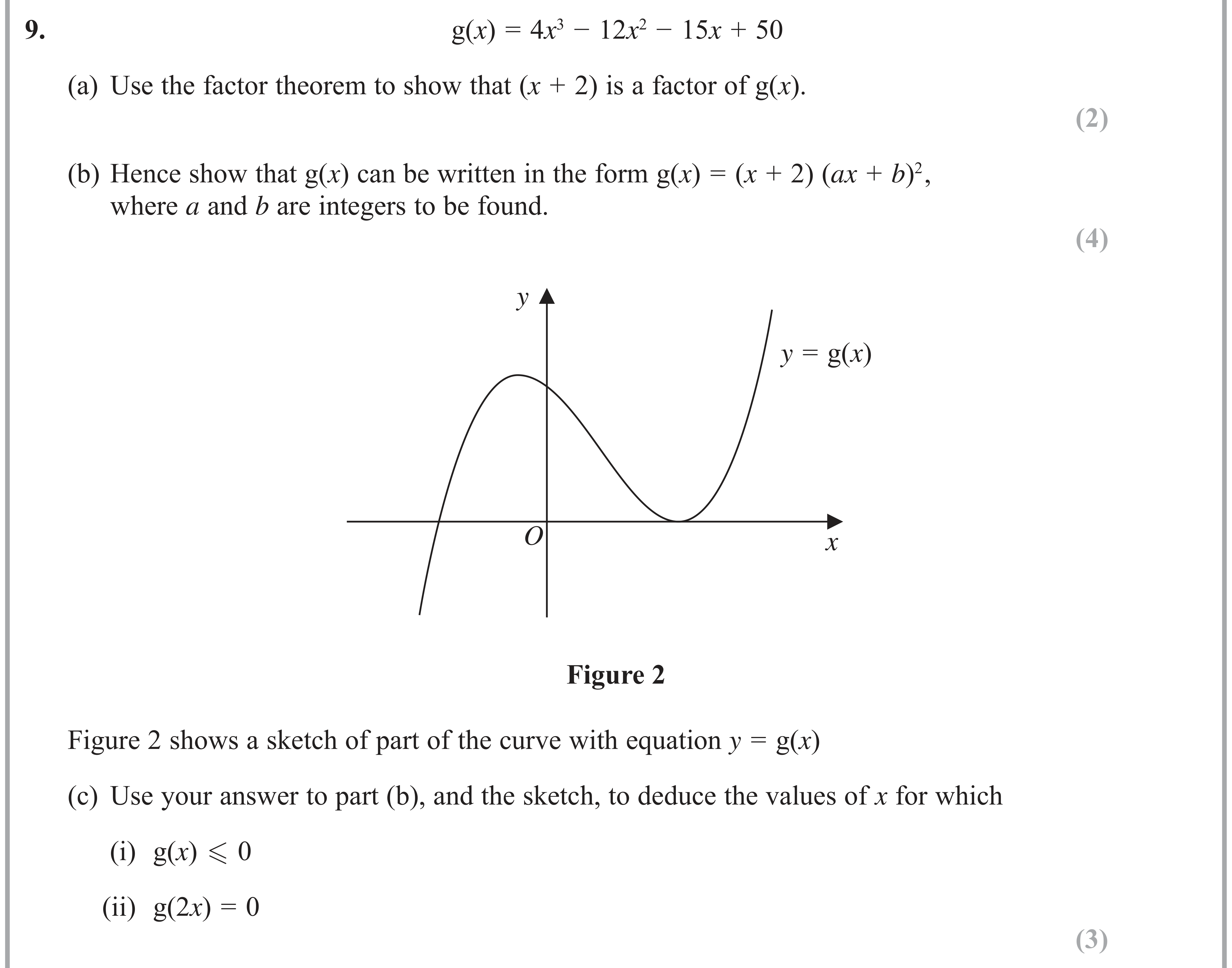 Question 9 — Factor Theorem, Graph Transformations — Edexcel AS Maths June 2018