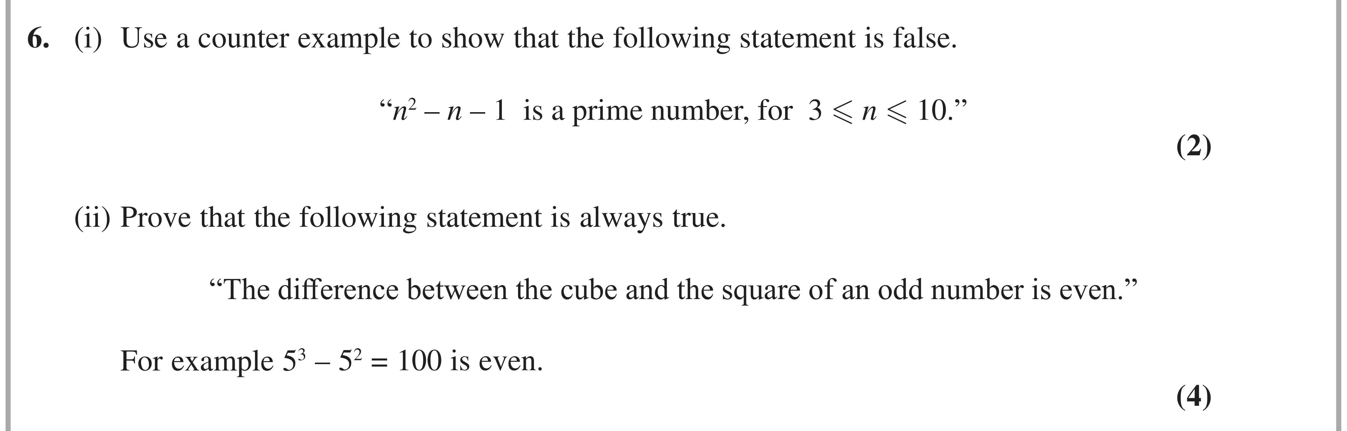 Question 6 — Proof — Edexcel AS Maths Specimen 2018