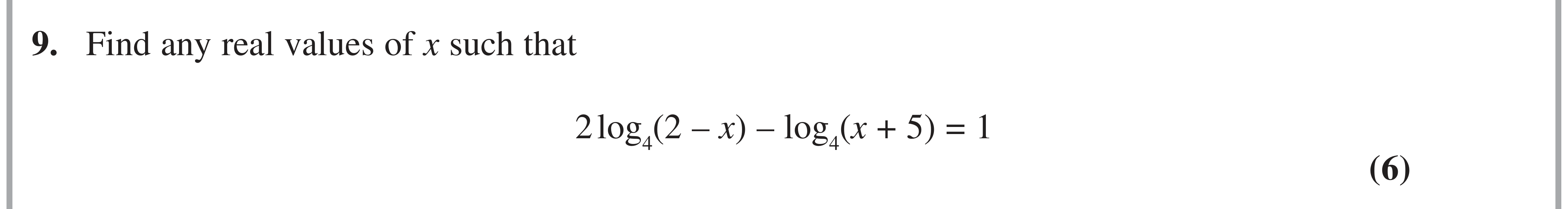 Question 9 — Logarithms — Edexcel AS Maths Specimen 2018