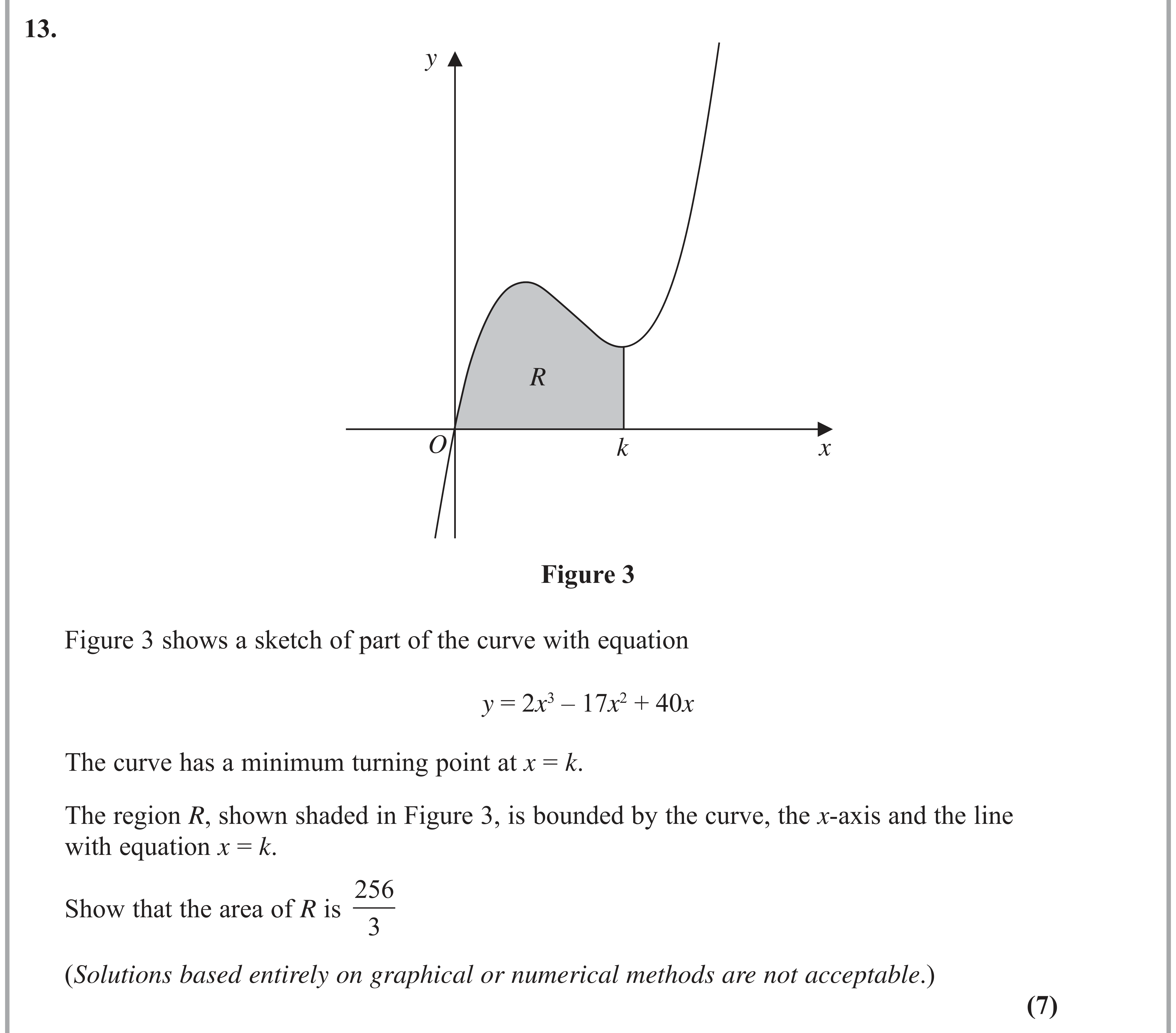 Question 13 — Integration, Differentiation — Edexcel AS Maths June 2019