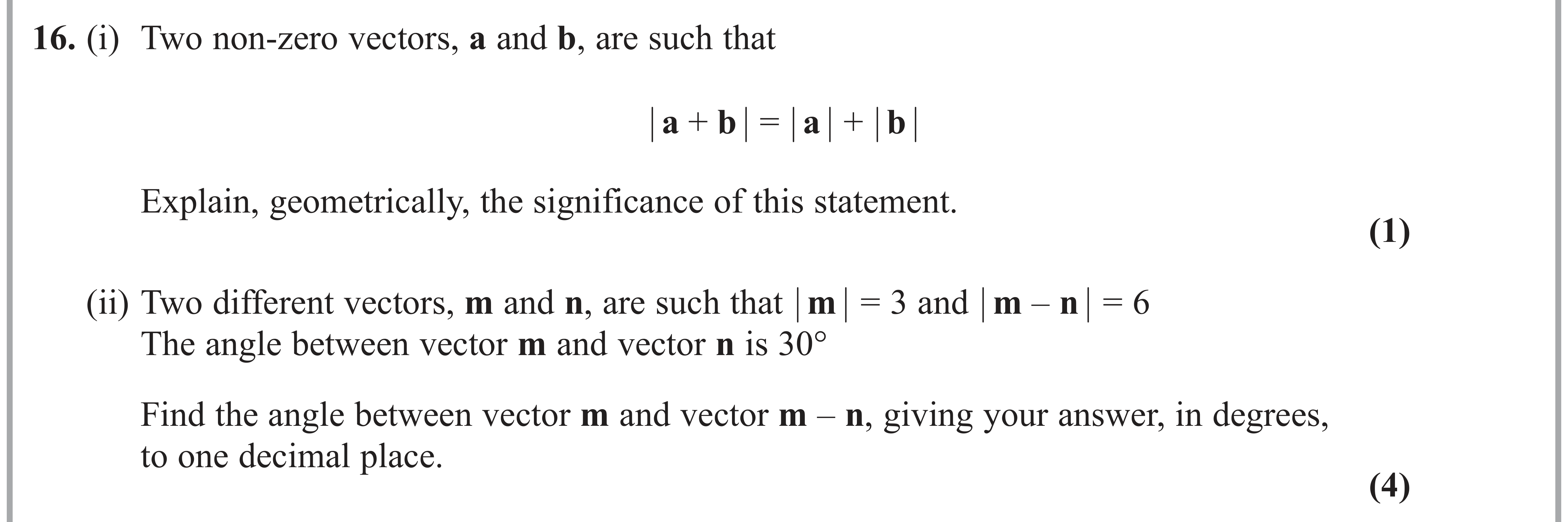 Question 16 — Vectors — Edexcel AS Maths June 2019