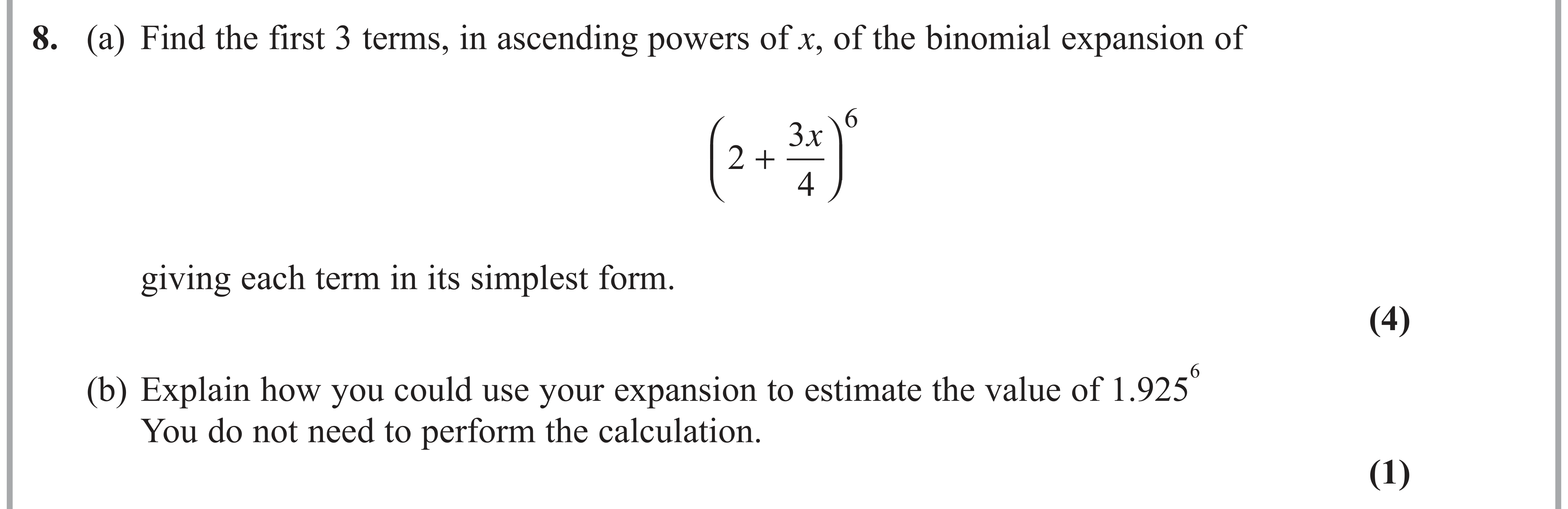 Question 8 — Binomial Expansion — Edexcel AS Maths June 2019