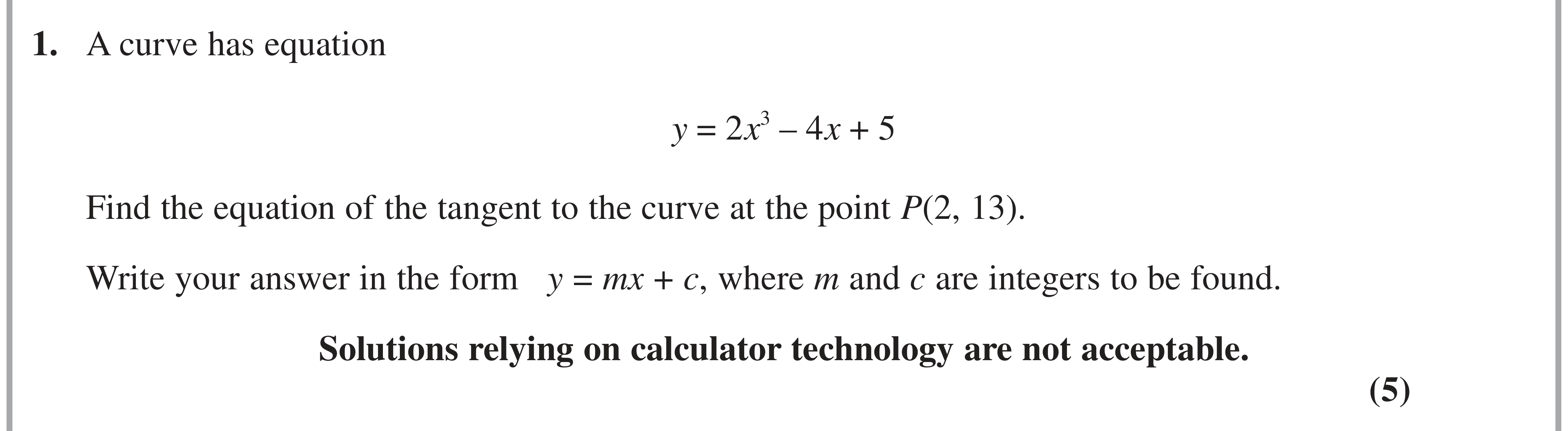 Question 1 — Differentiation — Edexcel AS Maths June 2020