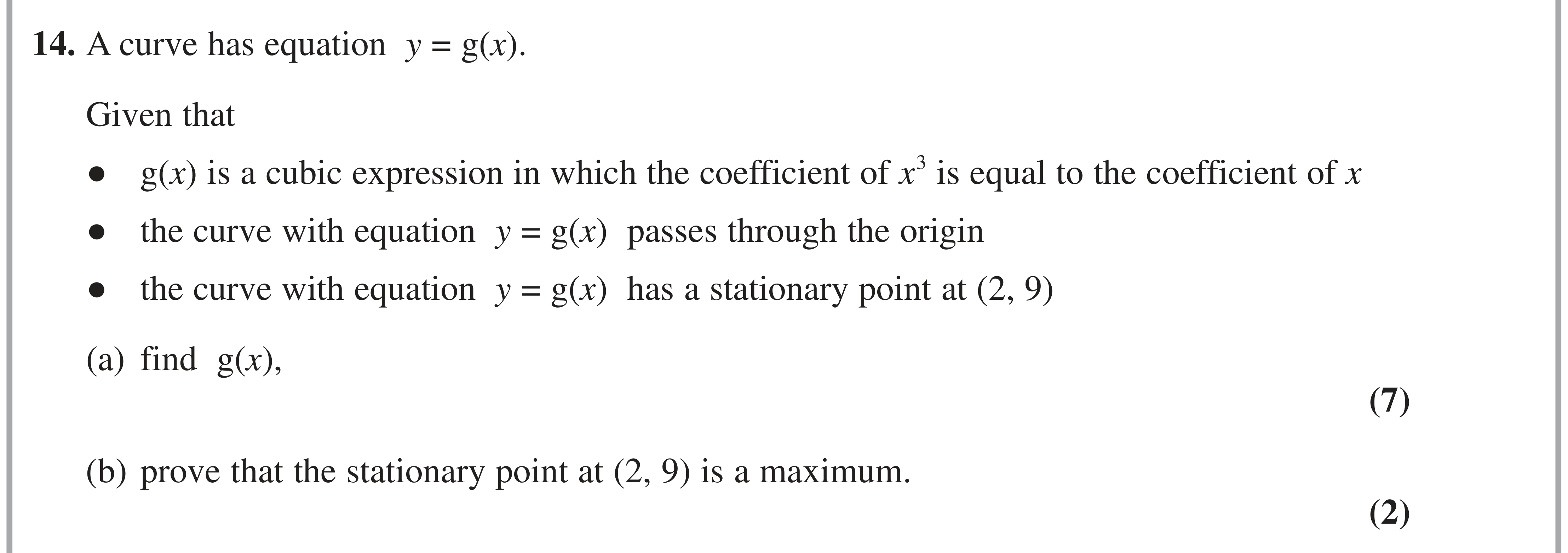 Question 14 — Differentiation — Edexcel AS Maths June 2020
