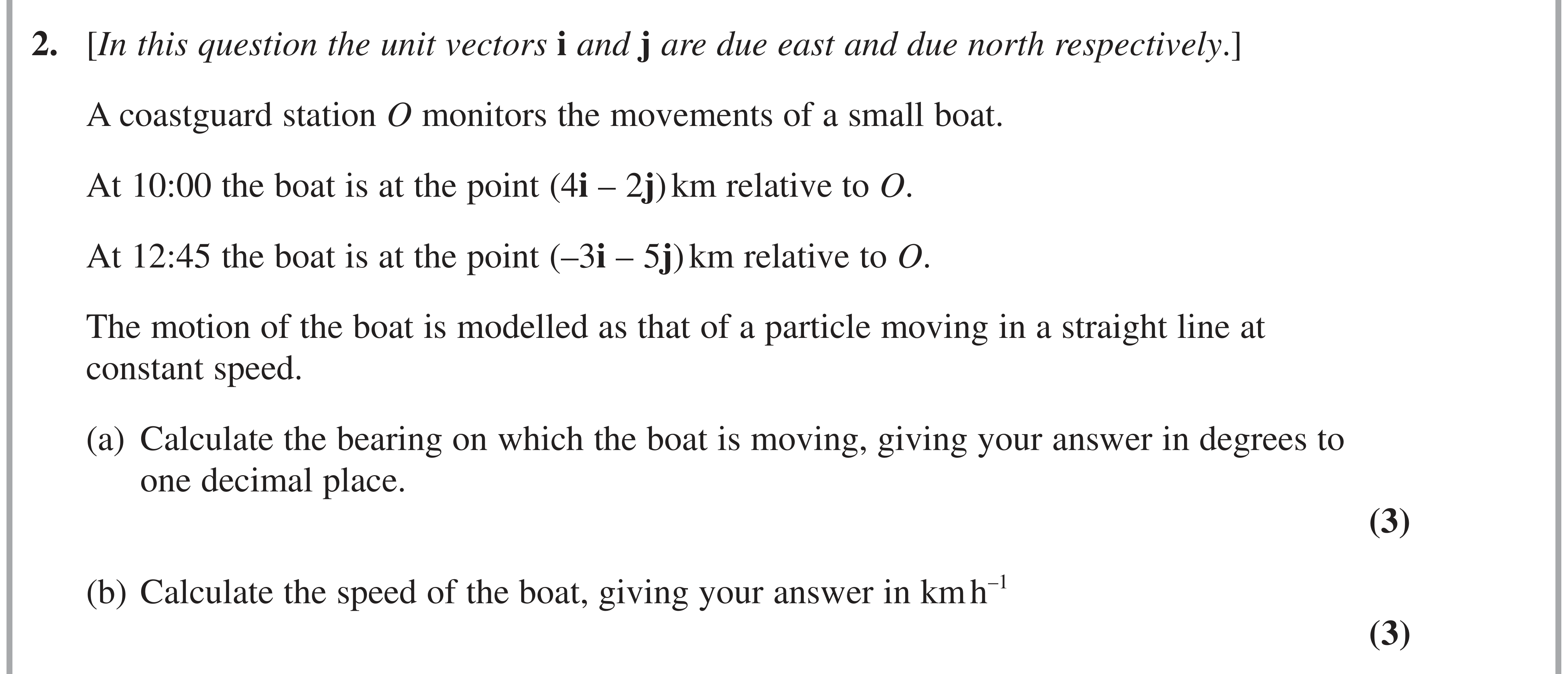 Question 2 — Vectors — Edexcel AS Maths June 2020