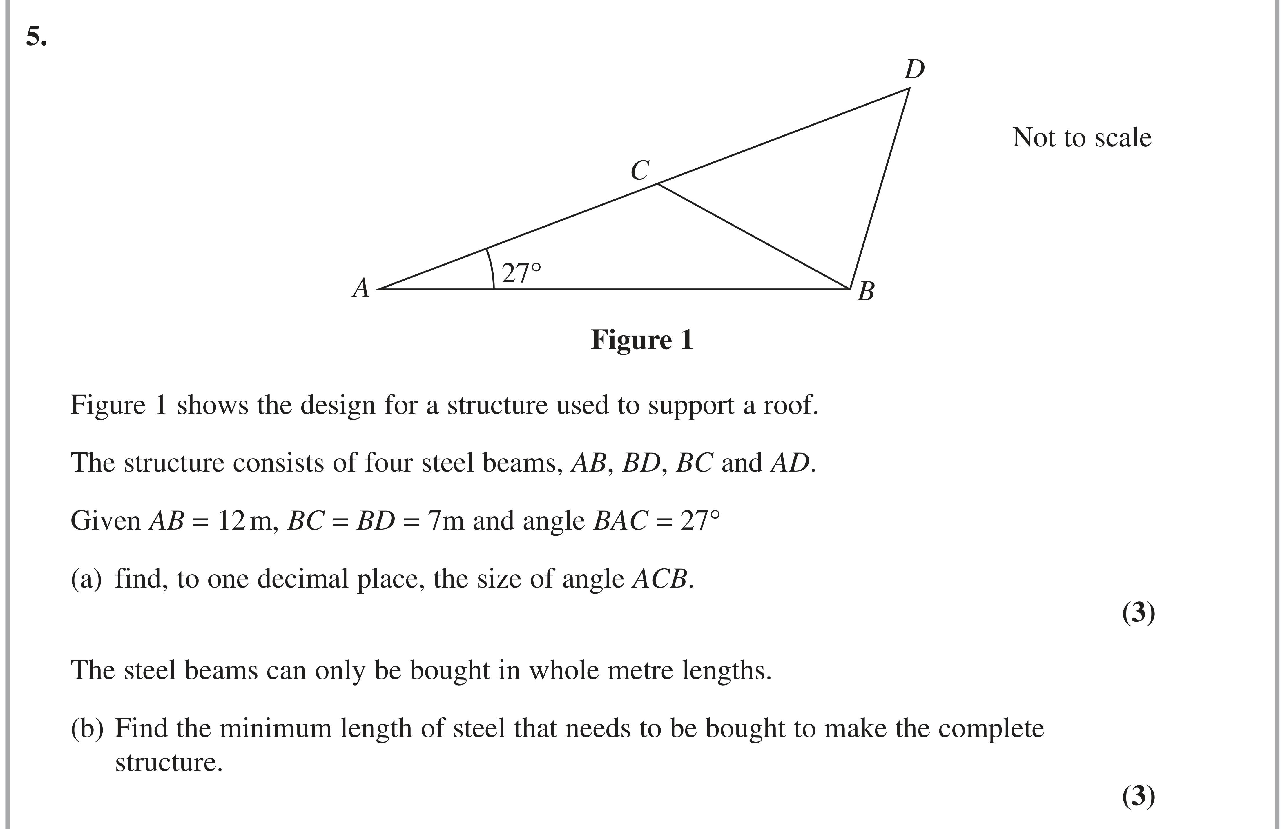 Question 5 — Triangles — Edexcel AS Maths June 2020
