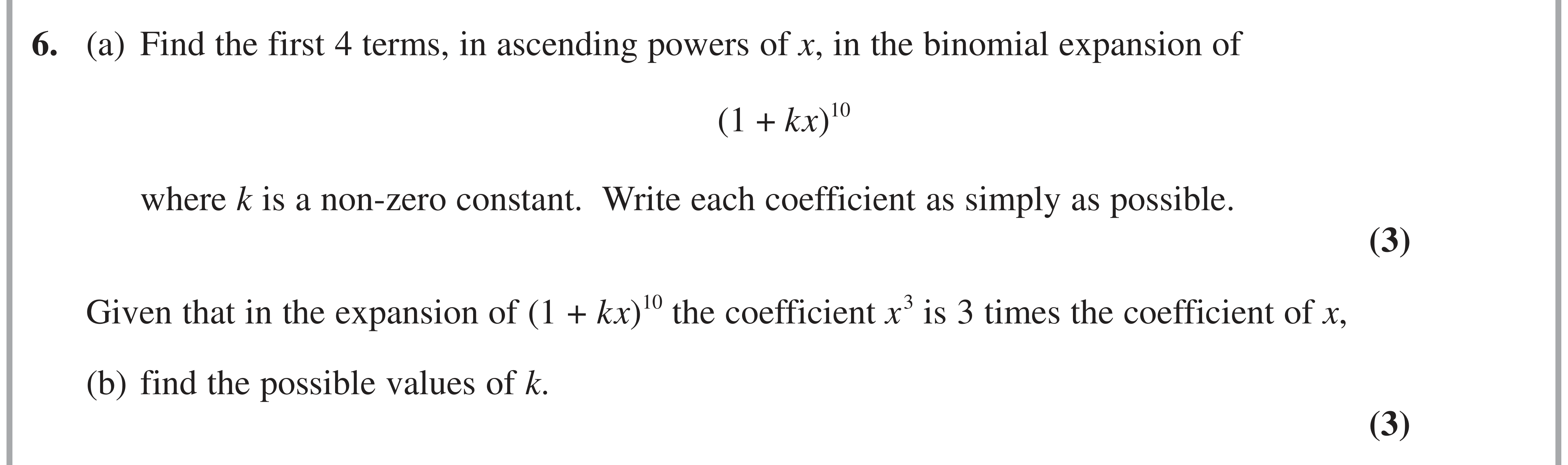 Question 6 — Binomial Expansion — Edexcel AS Maths June 2020