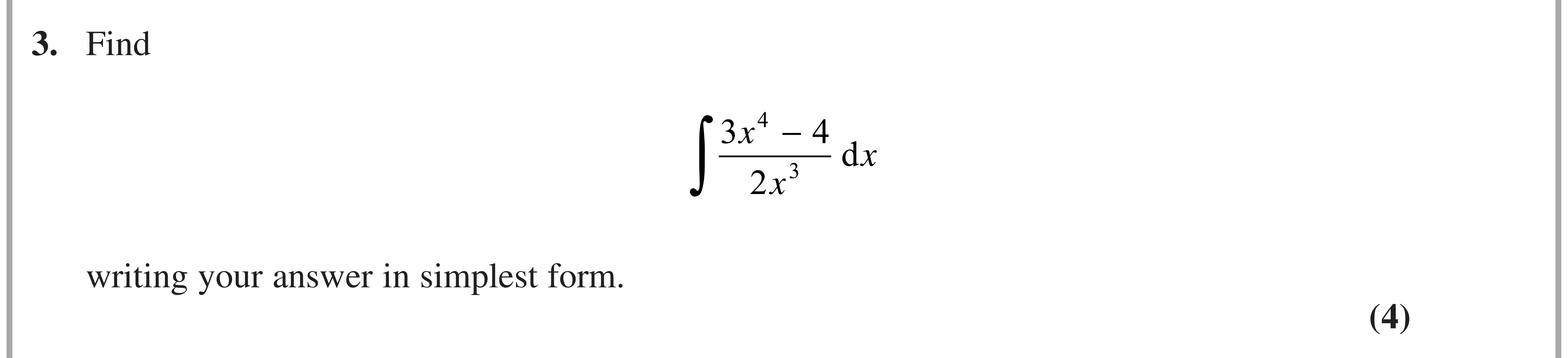 Question 3 — Integration — Edexcel AS Maths November 2021