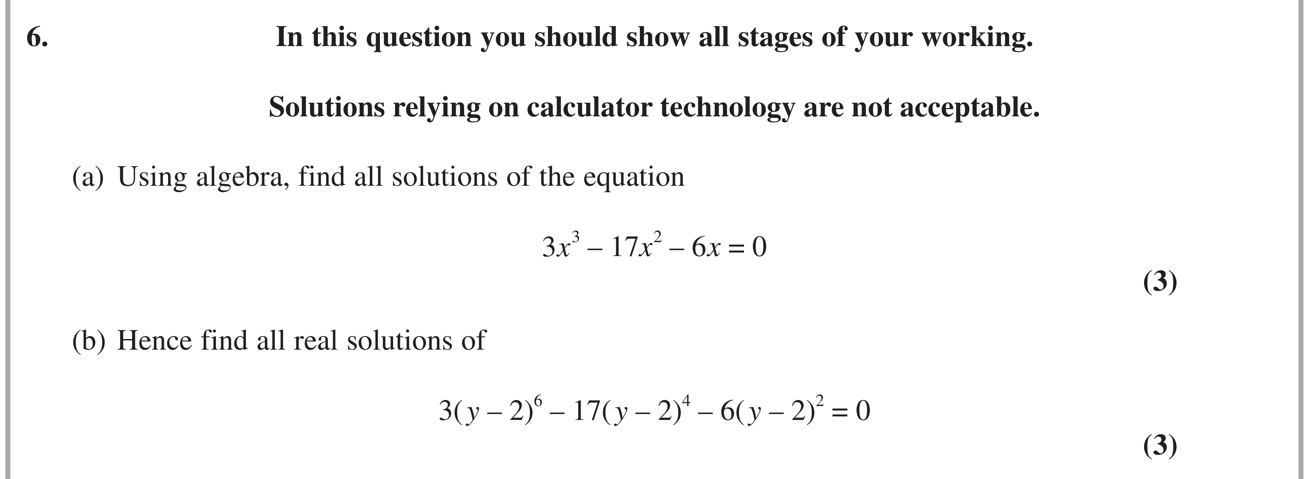 Question 6 — Algebra, Quadratics — Edexcel AS Maths November 2021