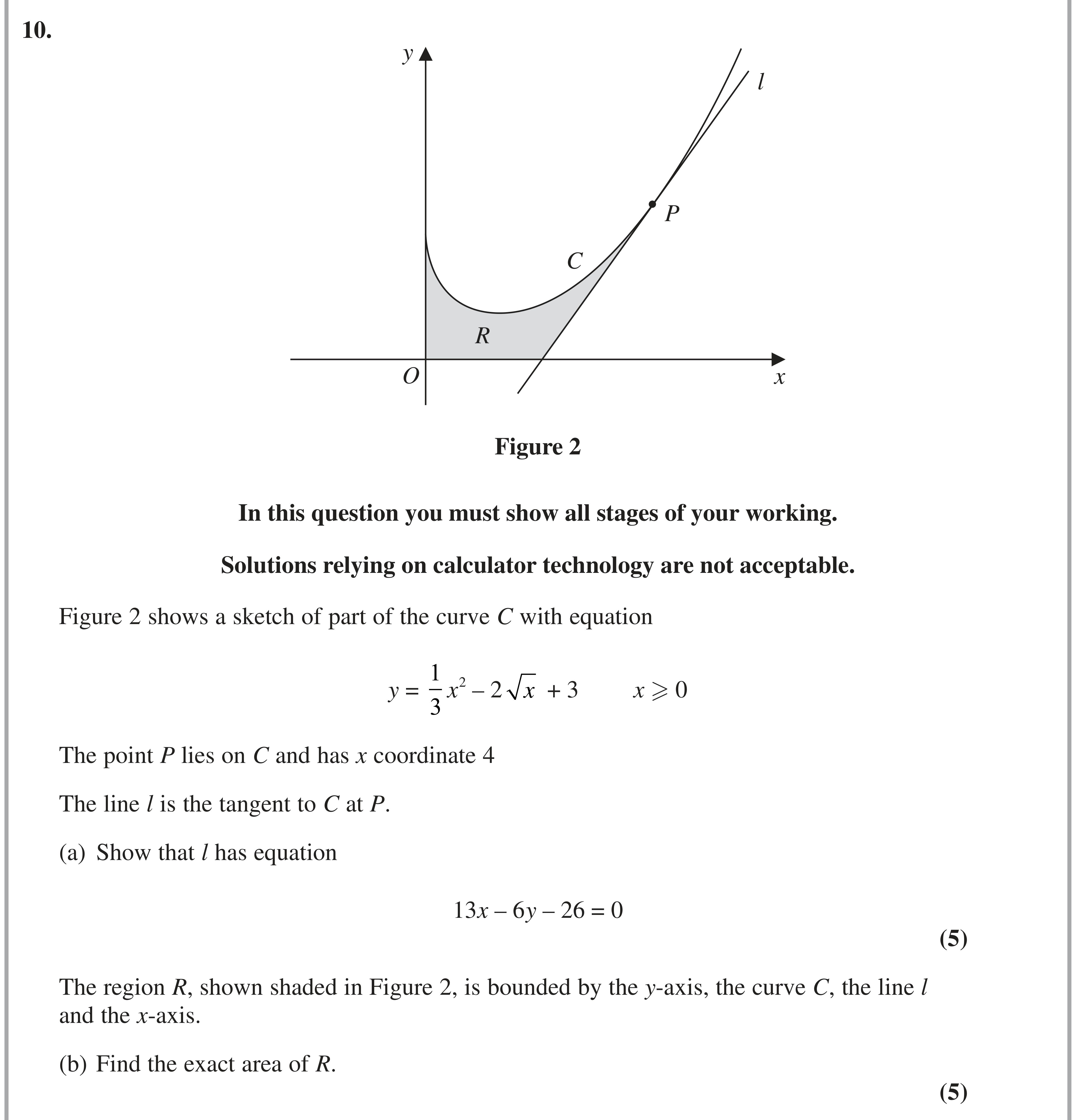 Question 10 — Differentiation, Integration — Edexcel AS Maths June 2022