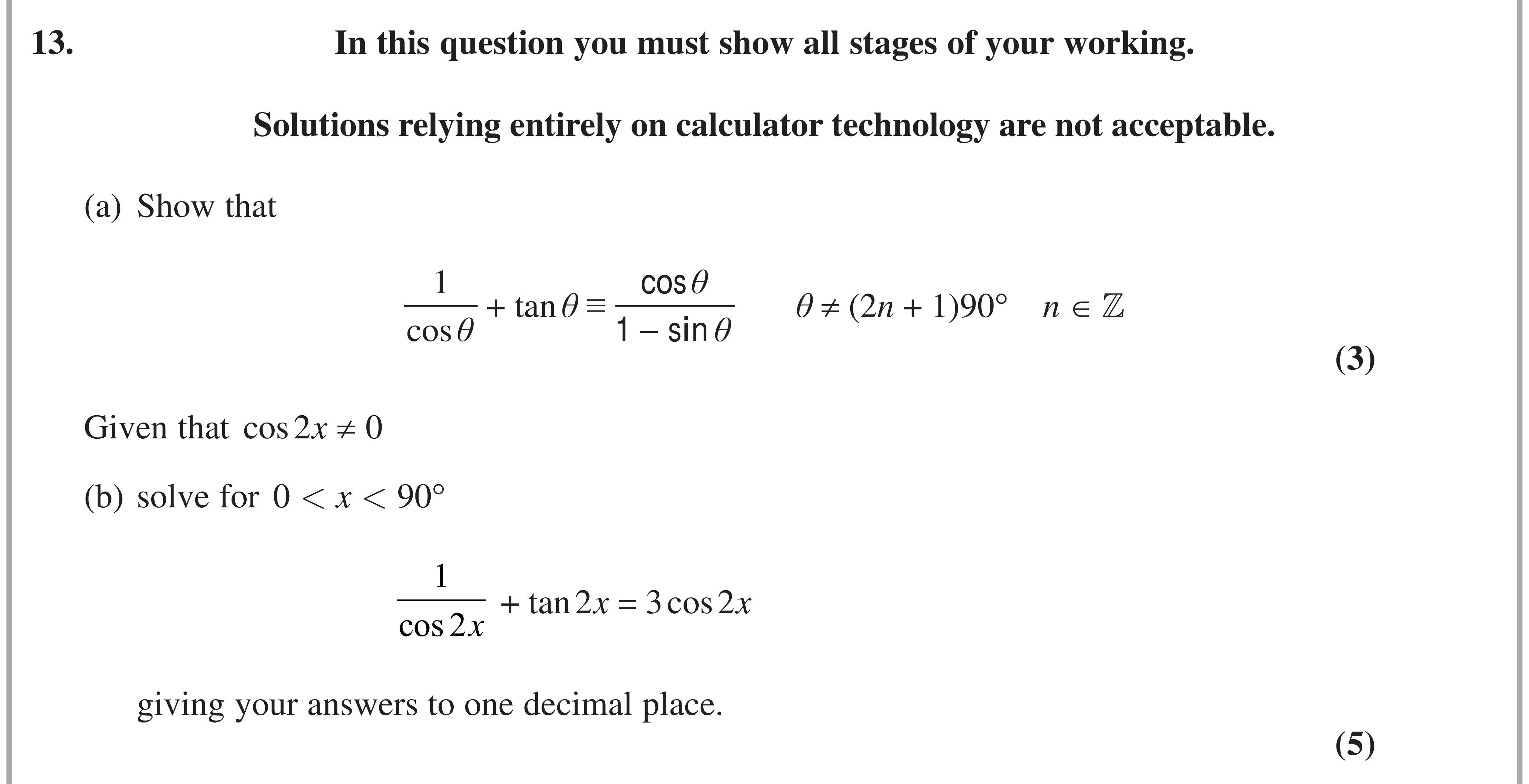 Question 13 — Trig — Edexcel AS Maths June 2022
