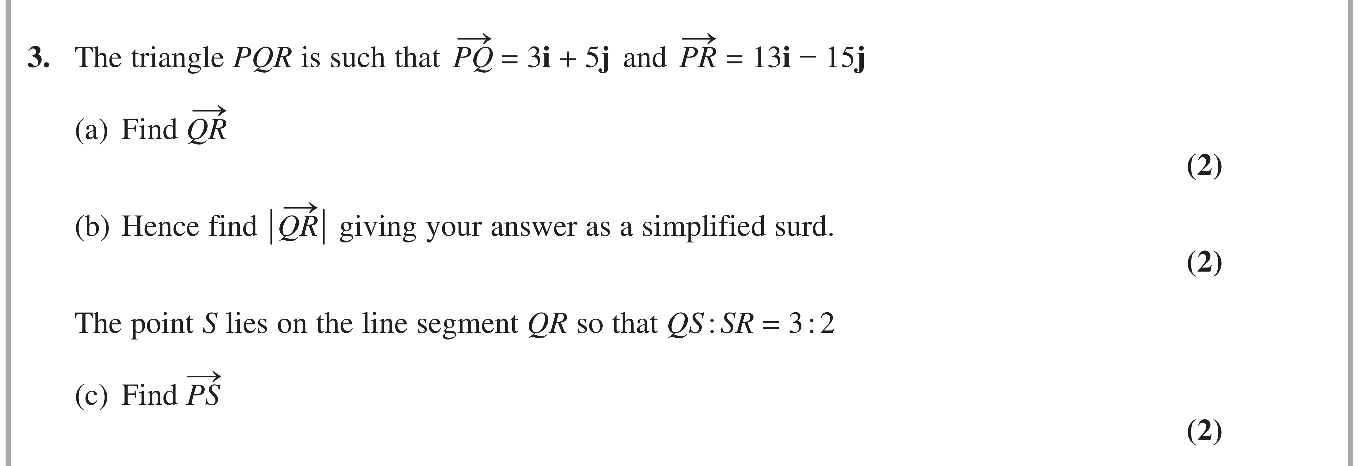 Question 3 — Vectors — Edexcel AS Maths June 2022