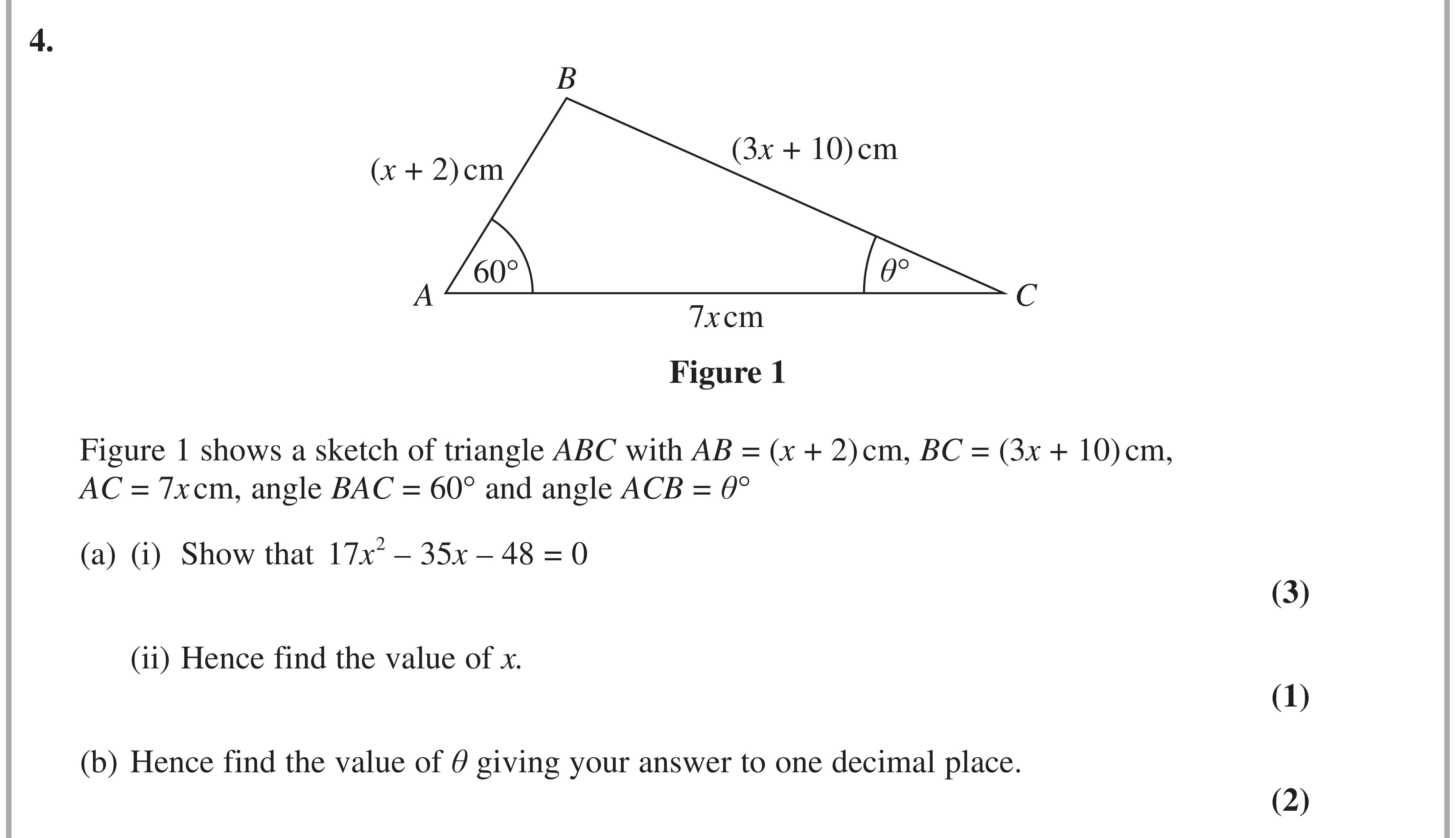 Question 4 — Triangles — Edexcel AS Maths June 2022