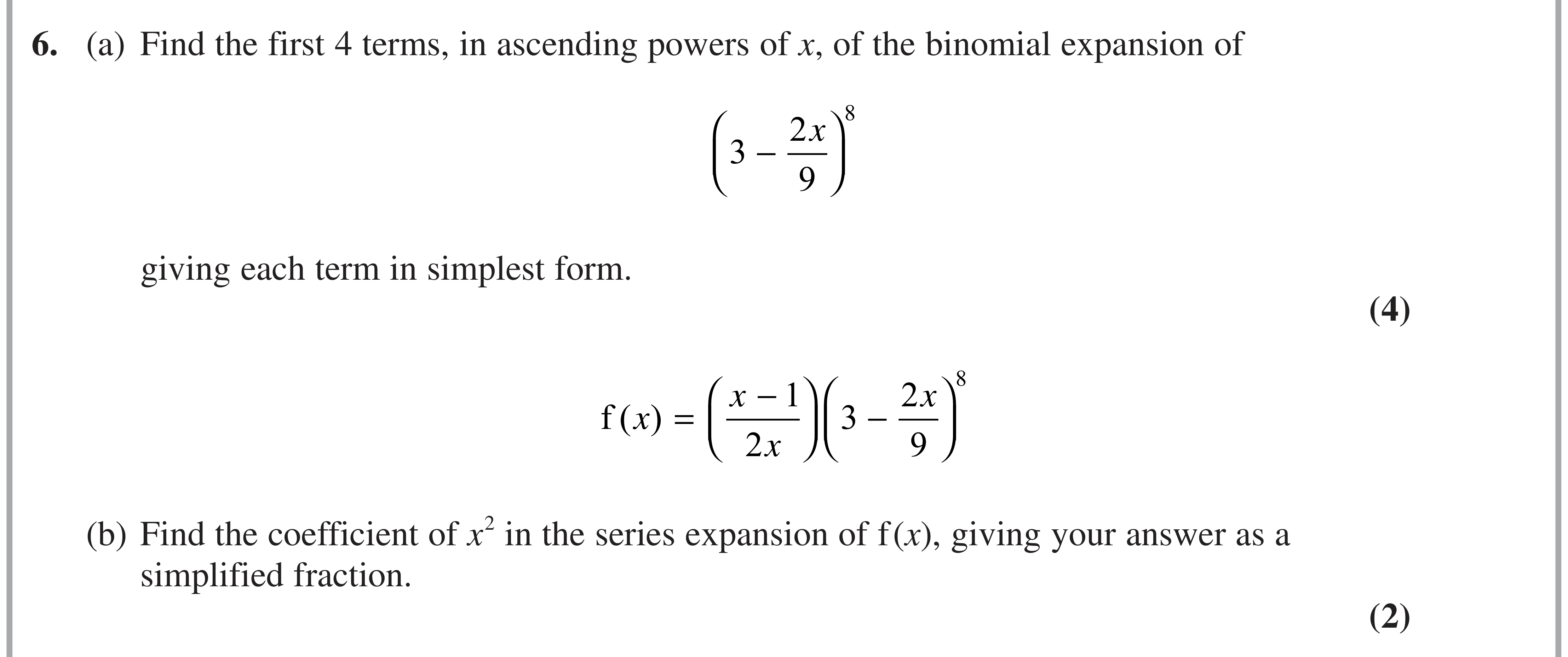 Question 6 — Binomial Expansion — Edexcel AS Maths June 2022