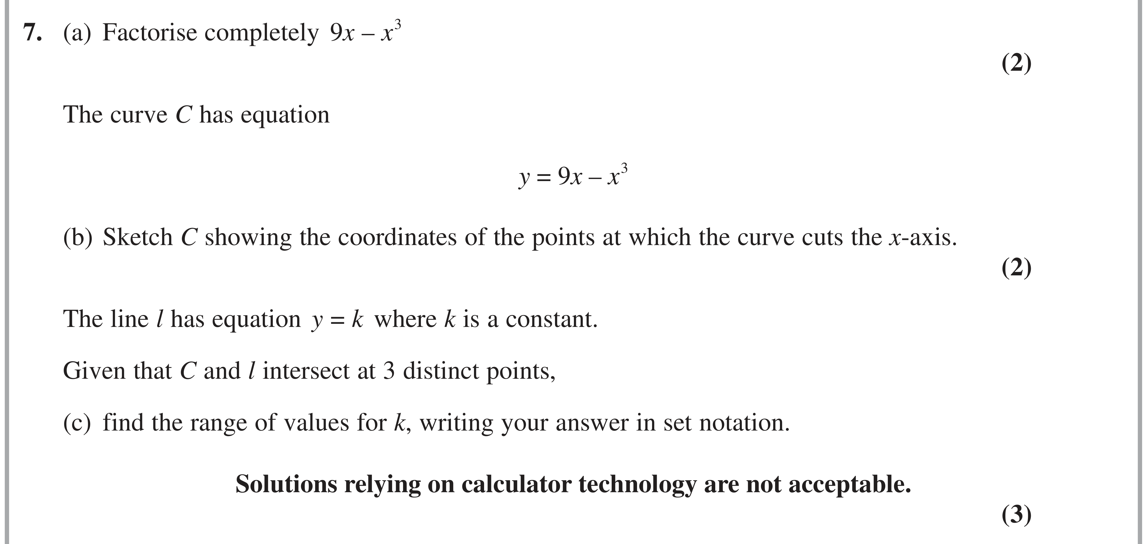 Question 7 — Graph Sketching, Differentiation — Edexcel AS Maths June 2022