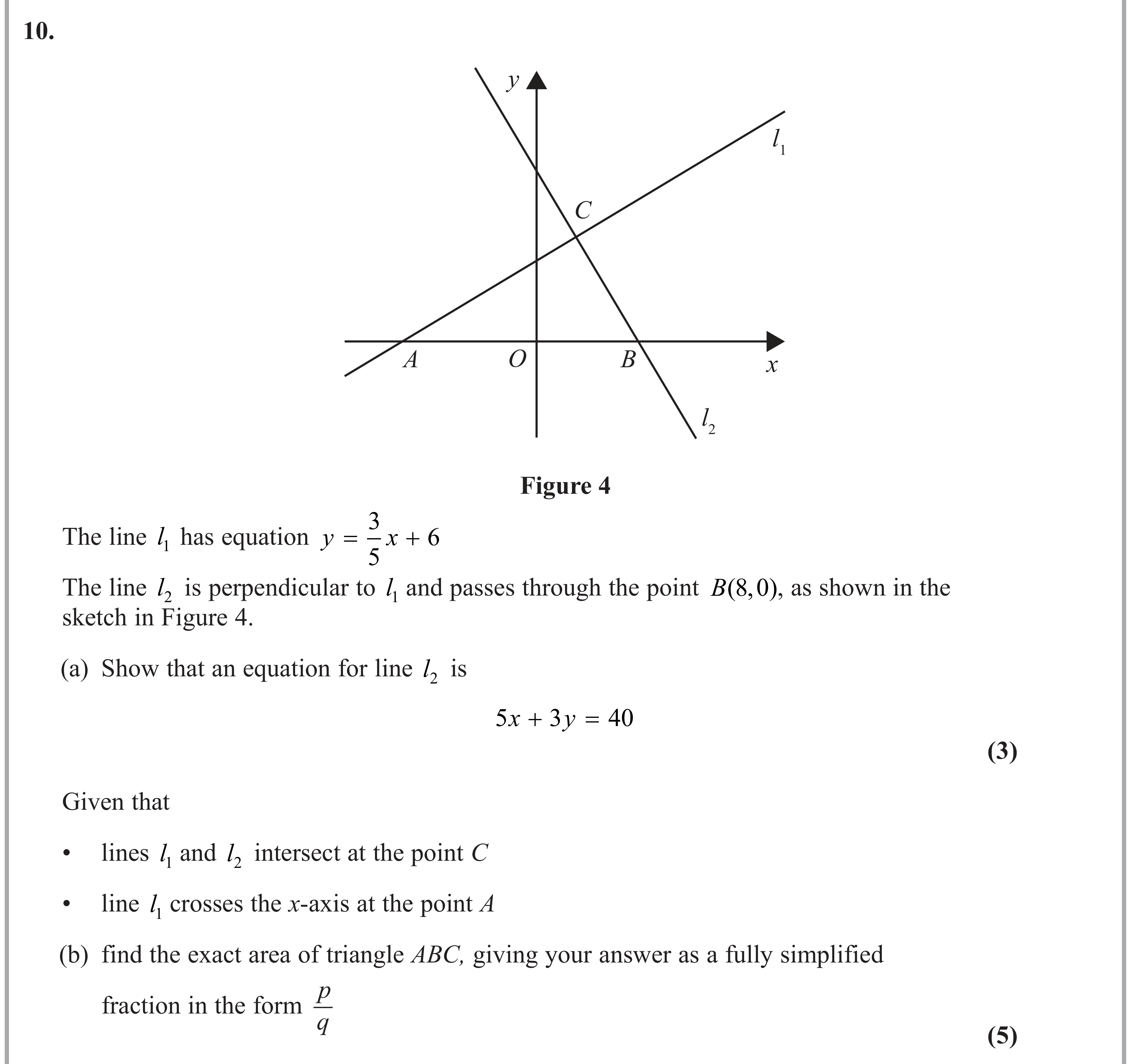 Question 10 — Straight Line Graphs — Edexcel AS Maths June 2023