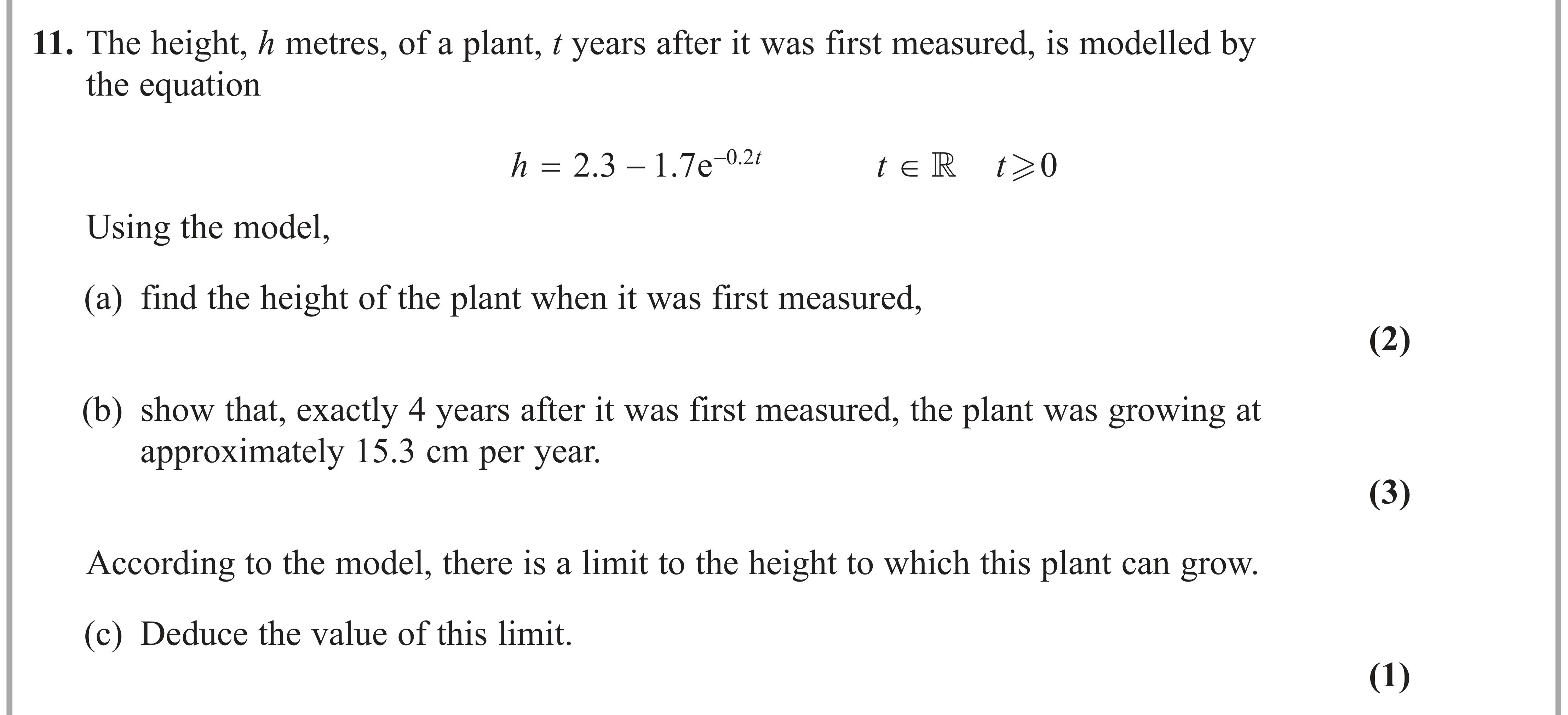 Question 11 — Exponentials, Differentiation — Edexcel AS Maths June 2023