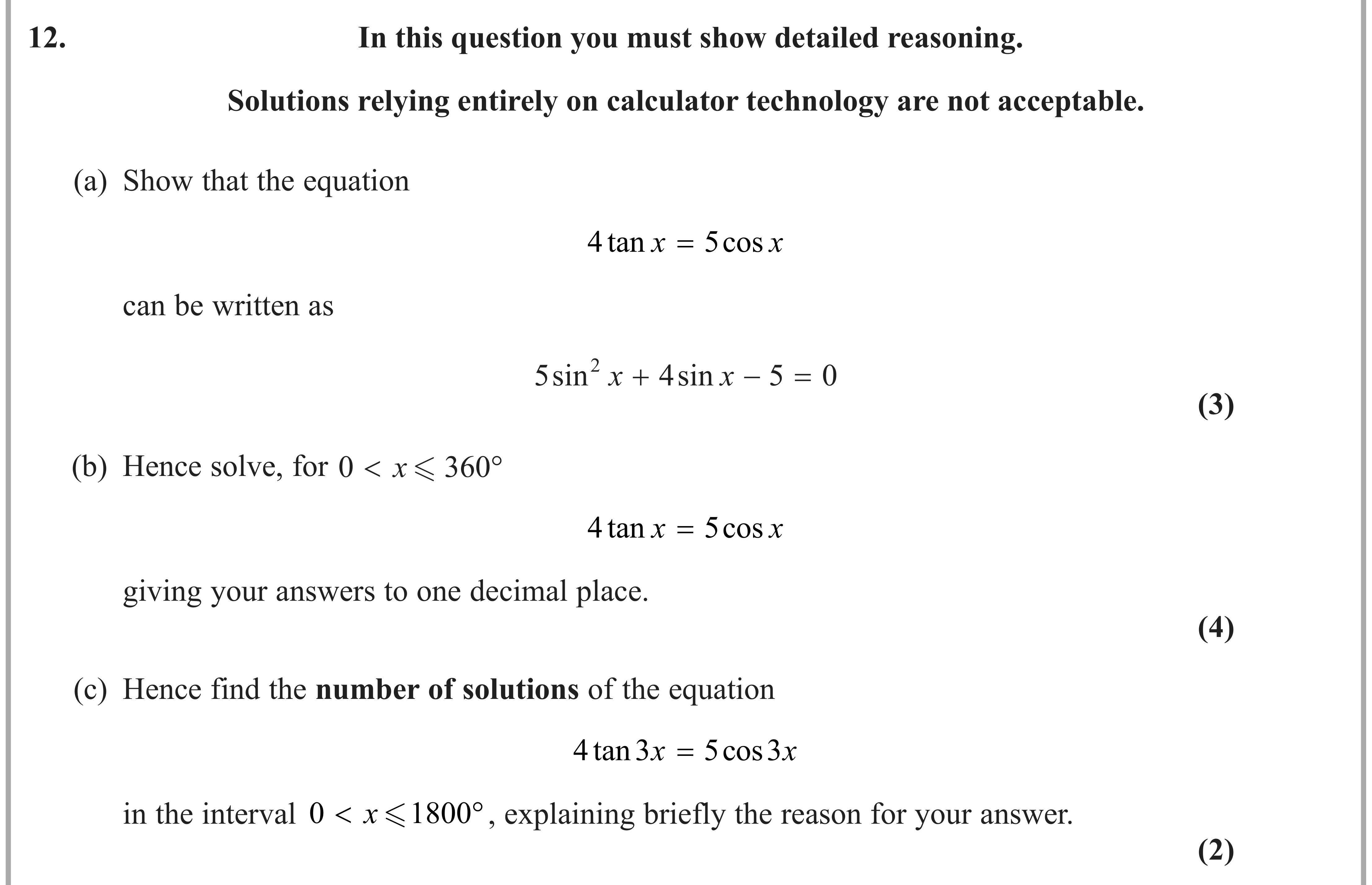 Question 12 — Trig — Edexcel AS Maths June 2023