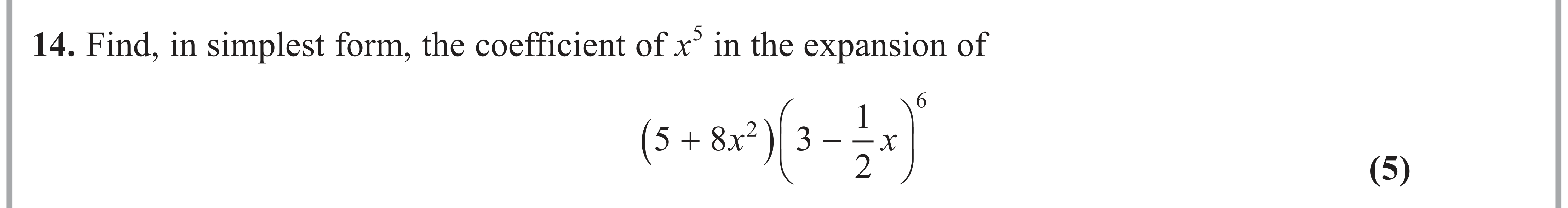 Question 14 — Binomial Expansion — Edexcel AS Maths June 2023