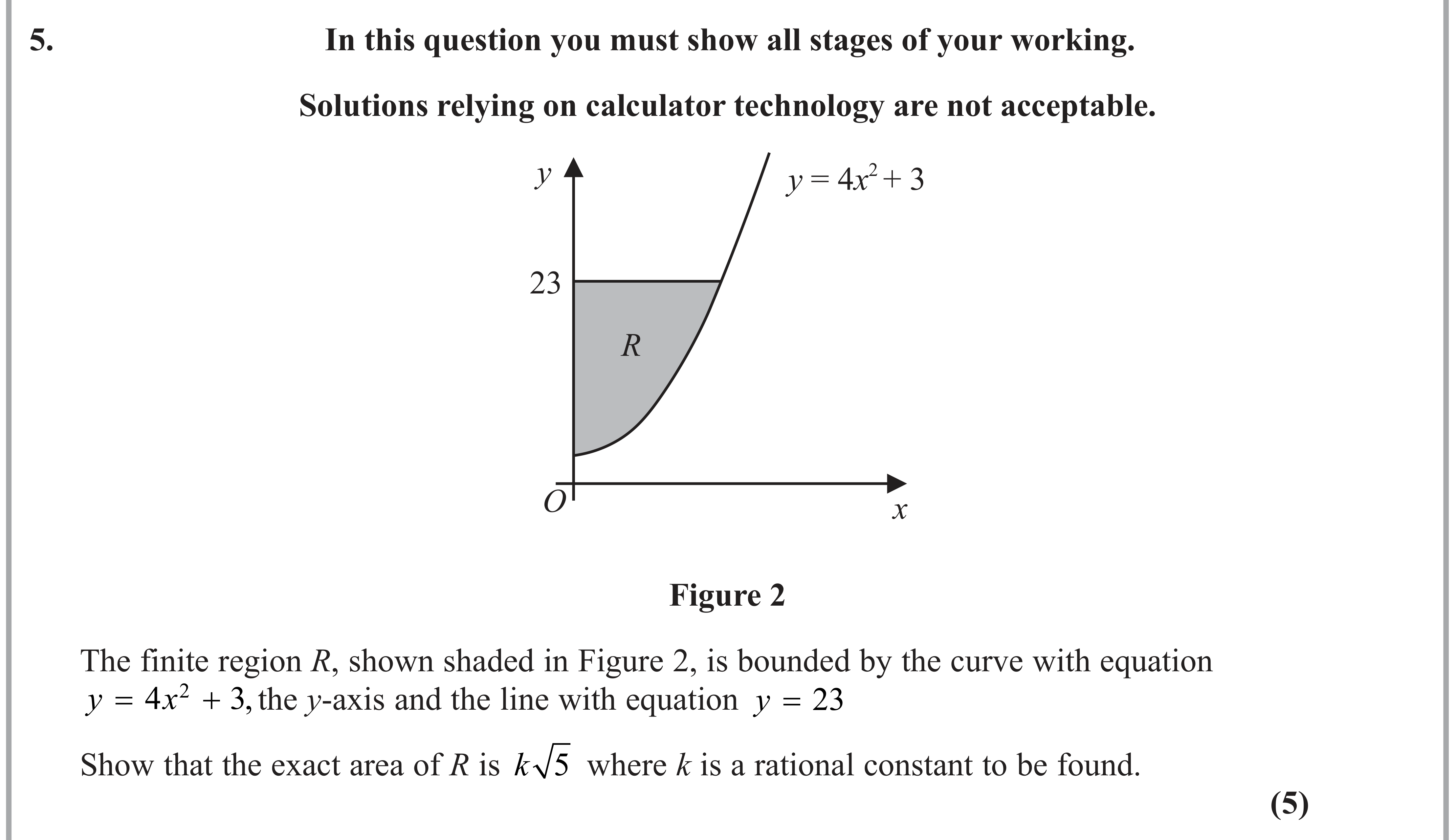 Question 5 — Integration — Edexcel AS Maths June 2023