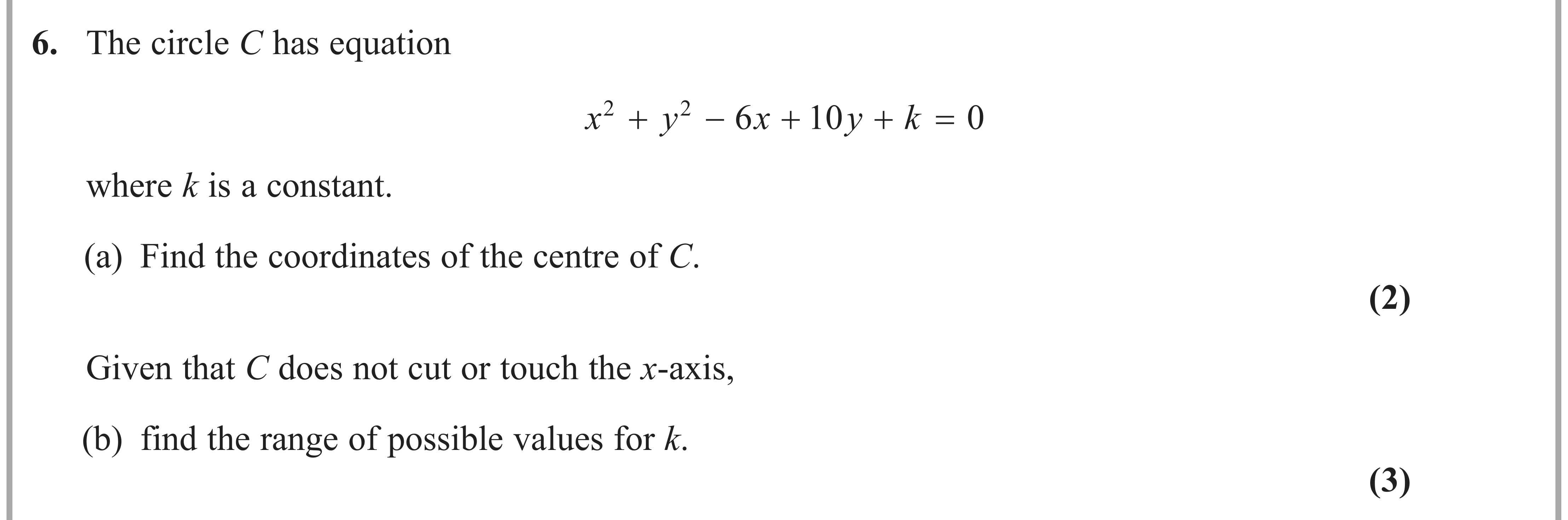 Question 6 — Circles — Edexcel AS Maths June 2023