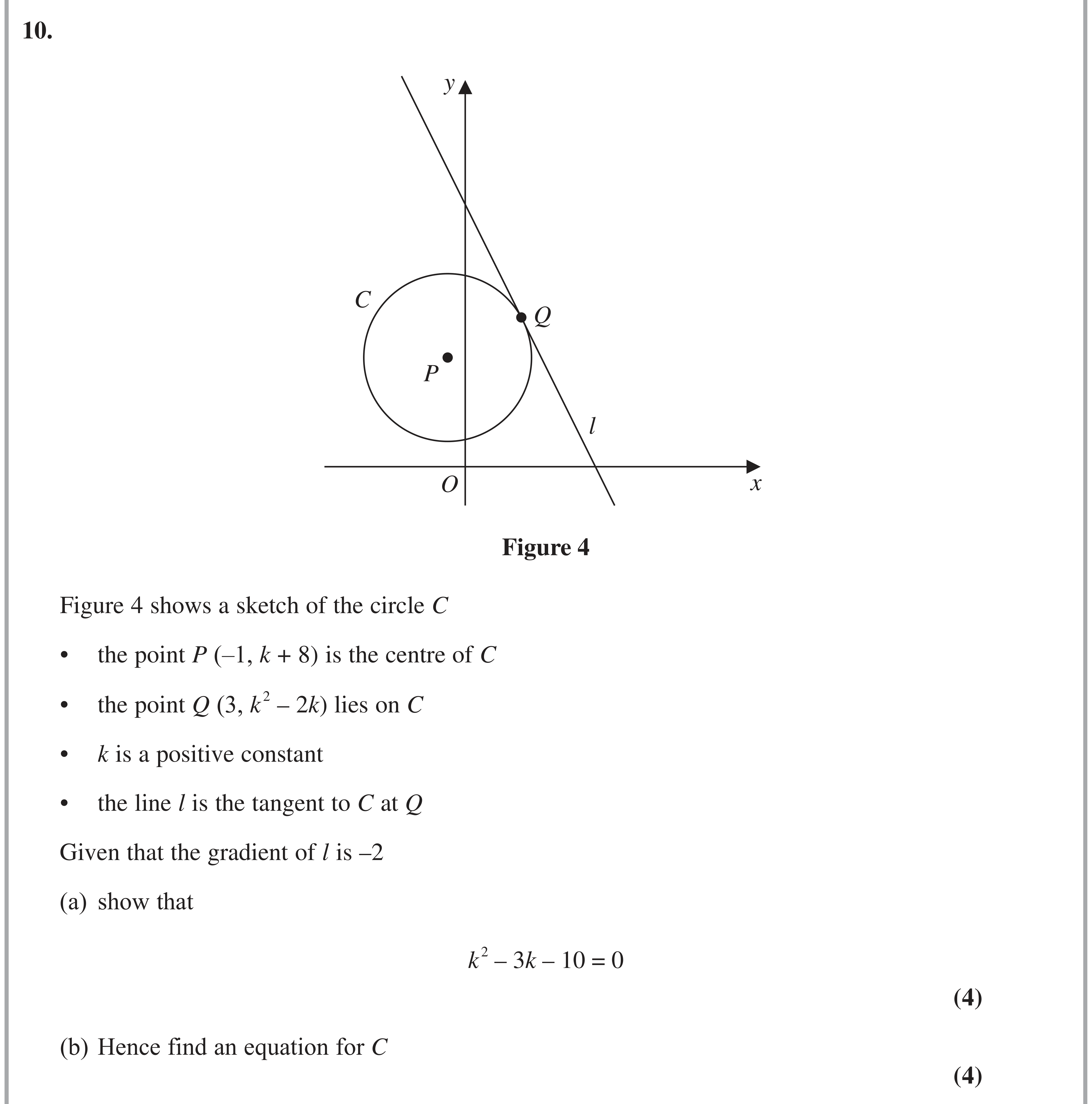 Question 10 — Circles — Edexcel AS Maths June 2024