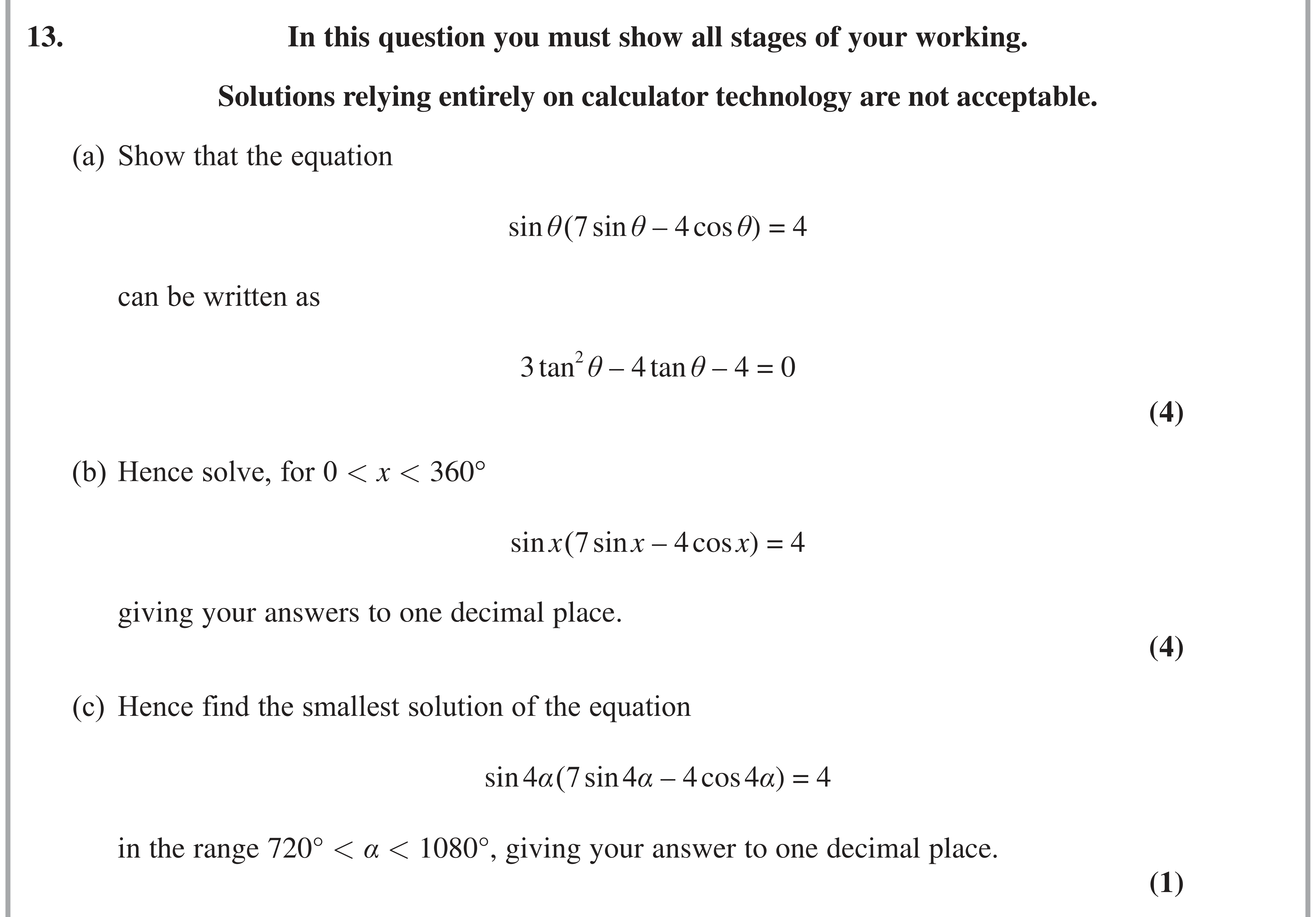 Question 13 — Trig — Edexcel AS Maths June 2024