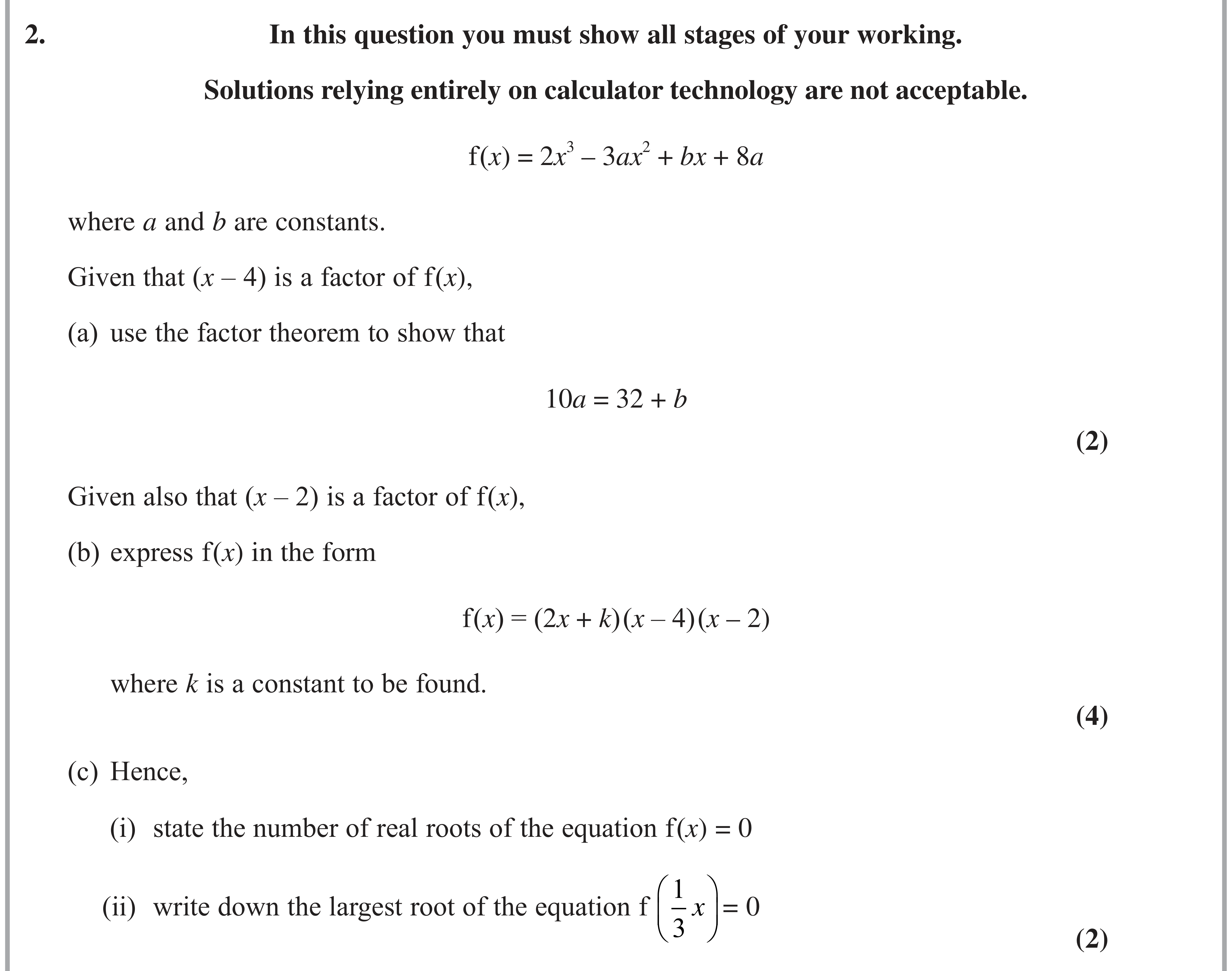Question 2 — Factor Theorem, Graph Transformations — Edexcel AS Maths June 2024