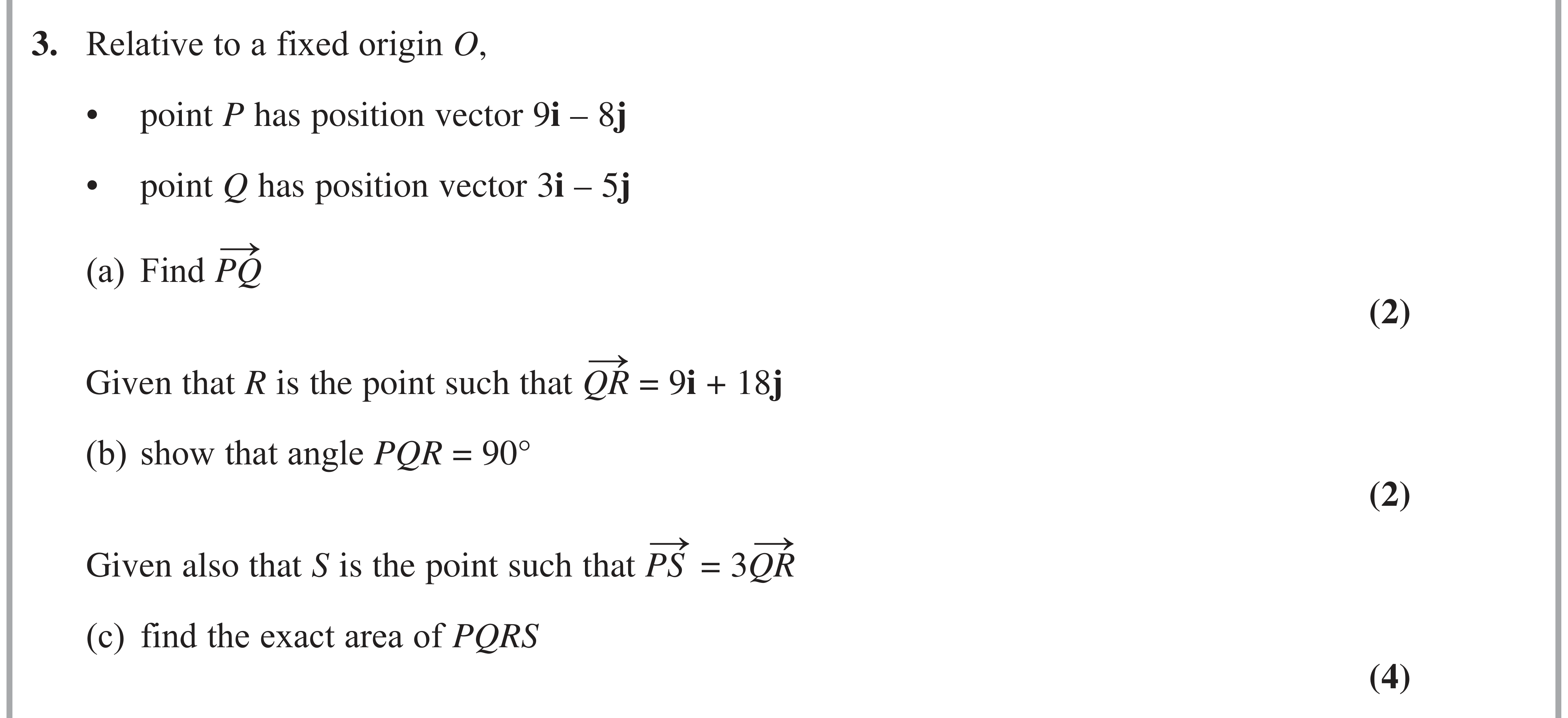 Question 3 — Vectors — Edexcel AS Maths June 2024