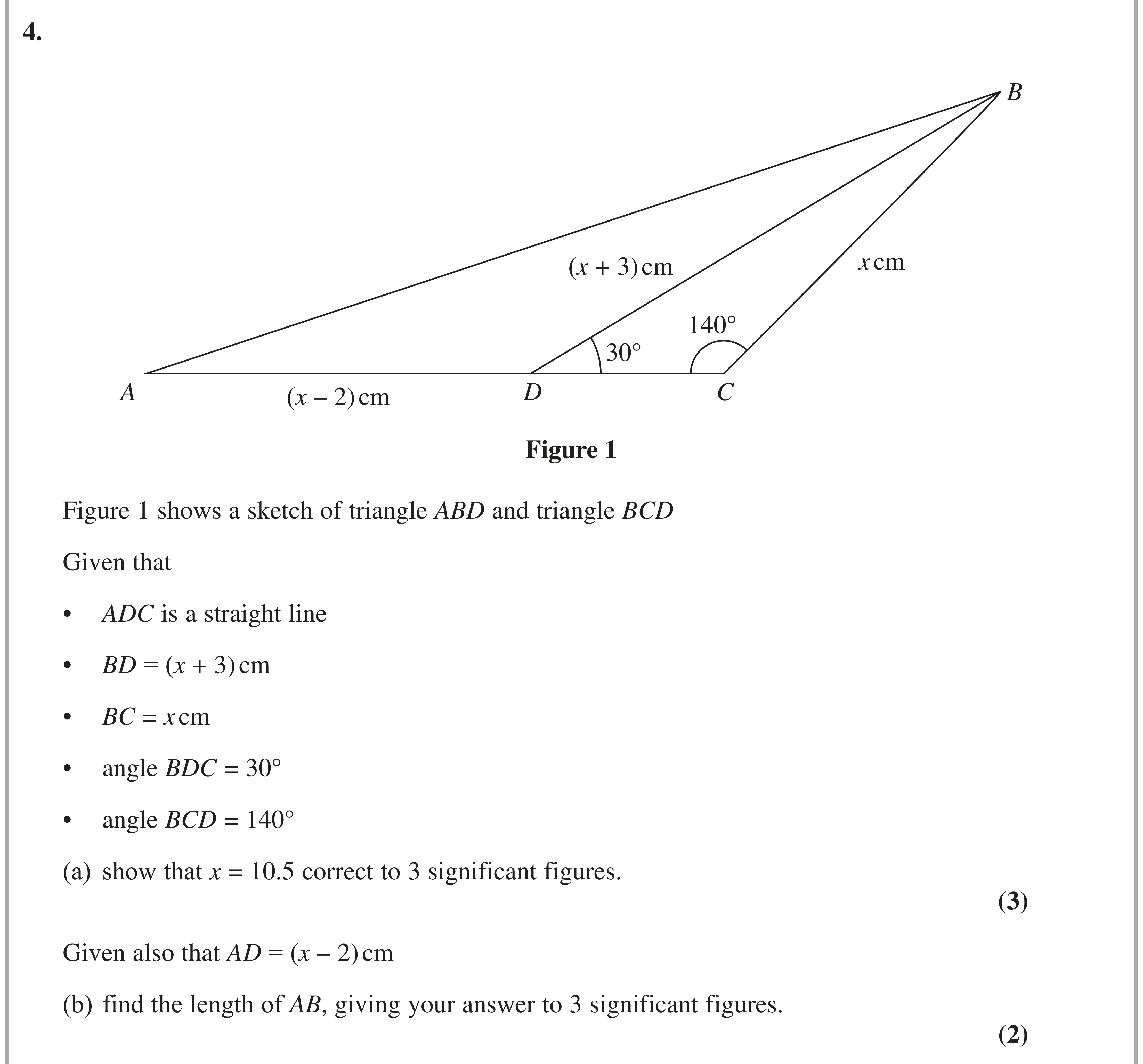 Question 4 — Triangles — Edexcel AS Maths June 2024