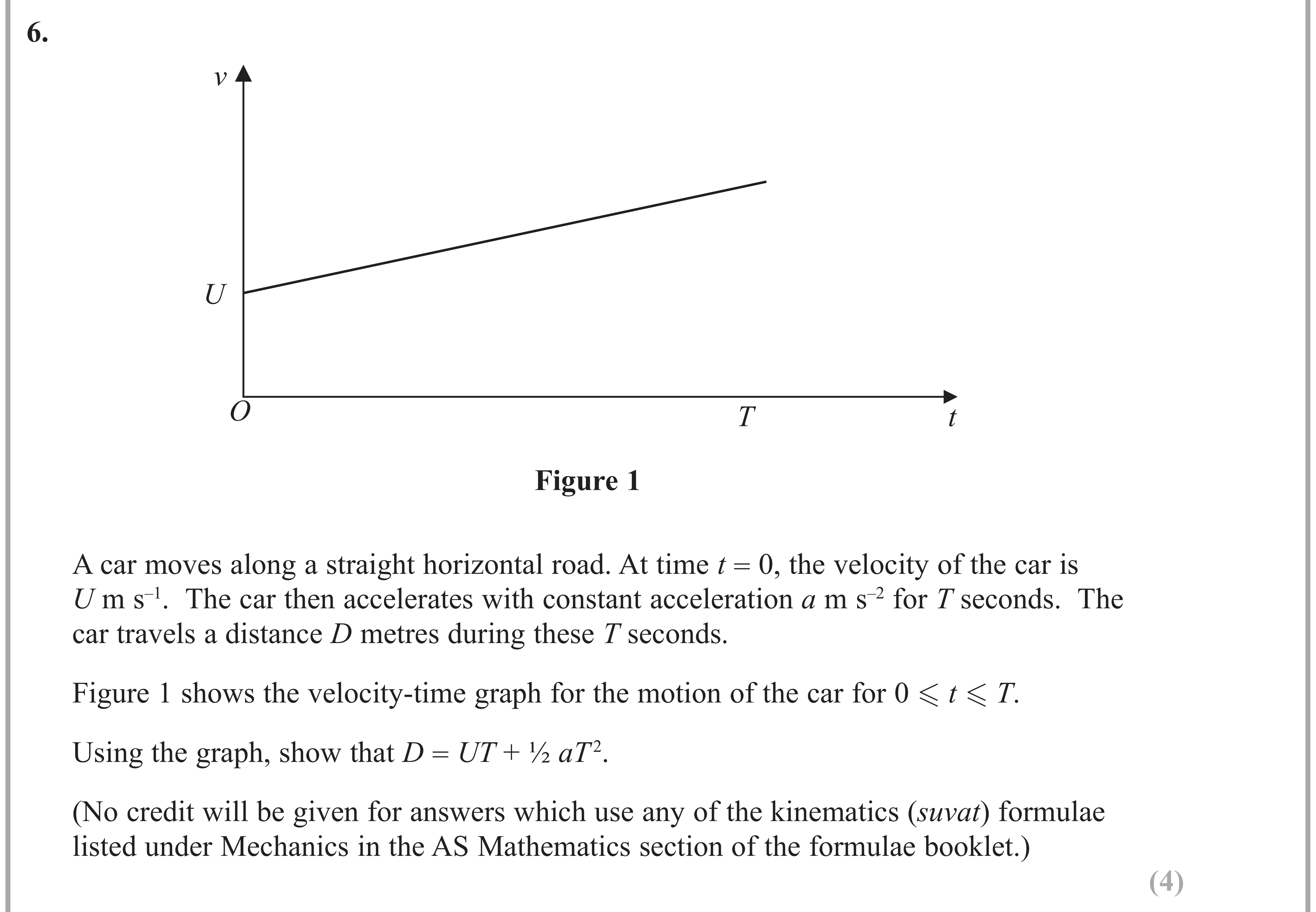 Question 6 — Velocity Time Graphs — Edexcel AS Maths June 2017