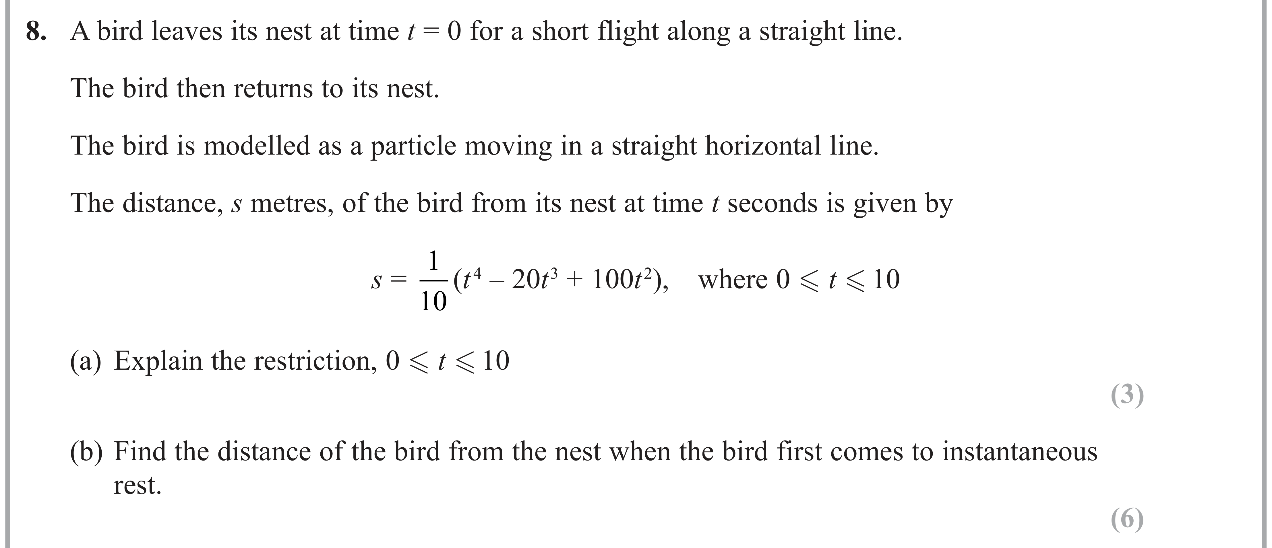 Question 8 — Variable Acceleration 1d — Edexcel AS Maths June 2017