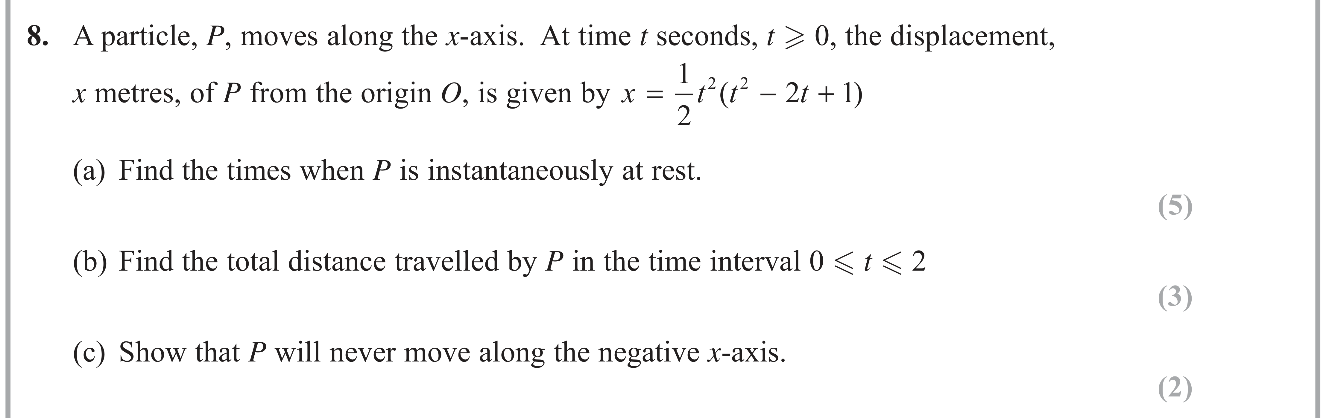 Question 8 — Variable Acceleration 1d — Edexcel AS Maths June 2018