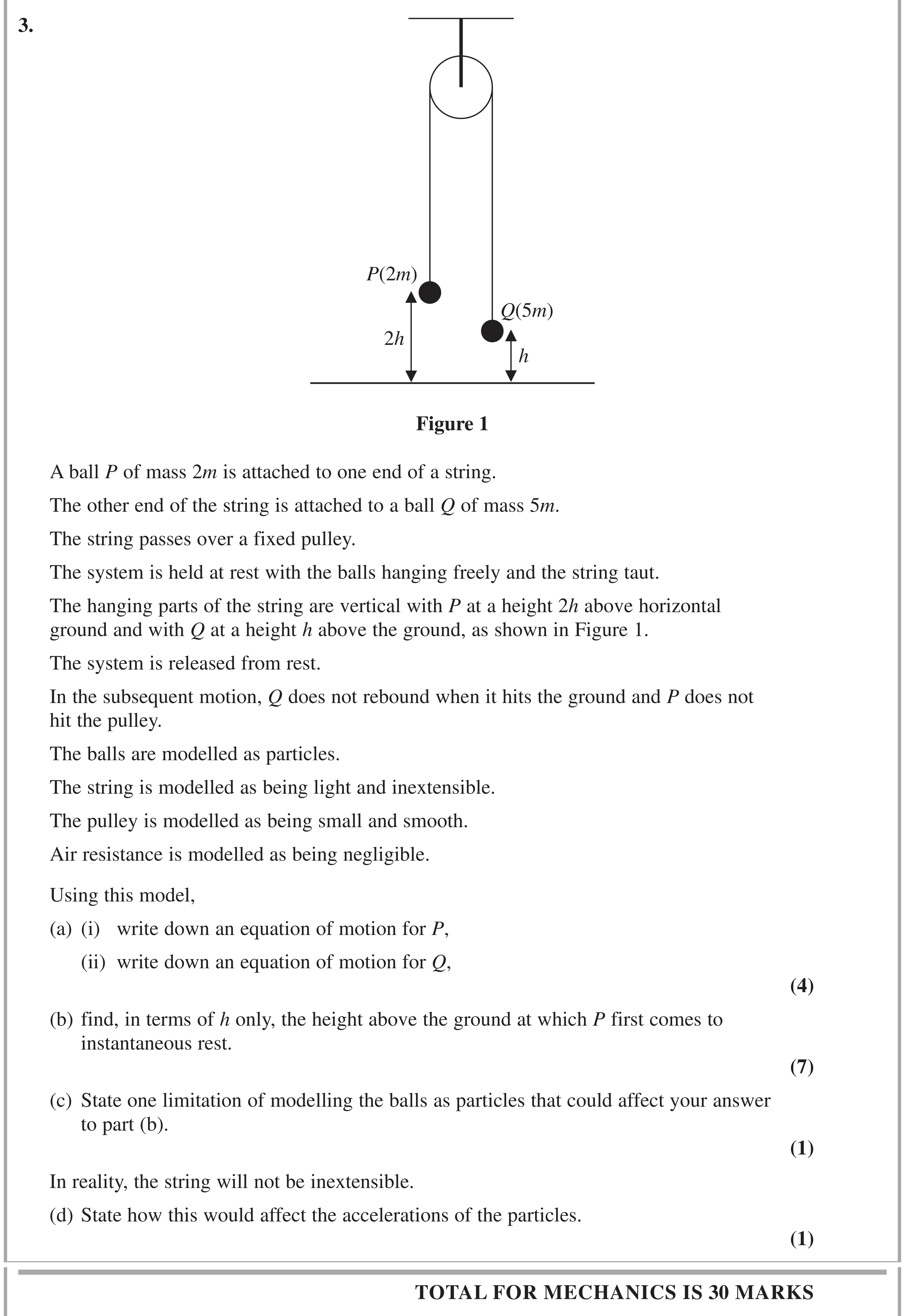 Question 3 — Connected Particles, Pulleys — Edexcel AS Maths November 2021