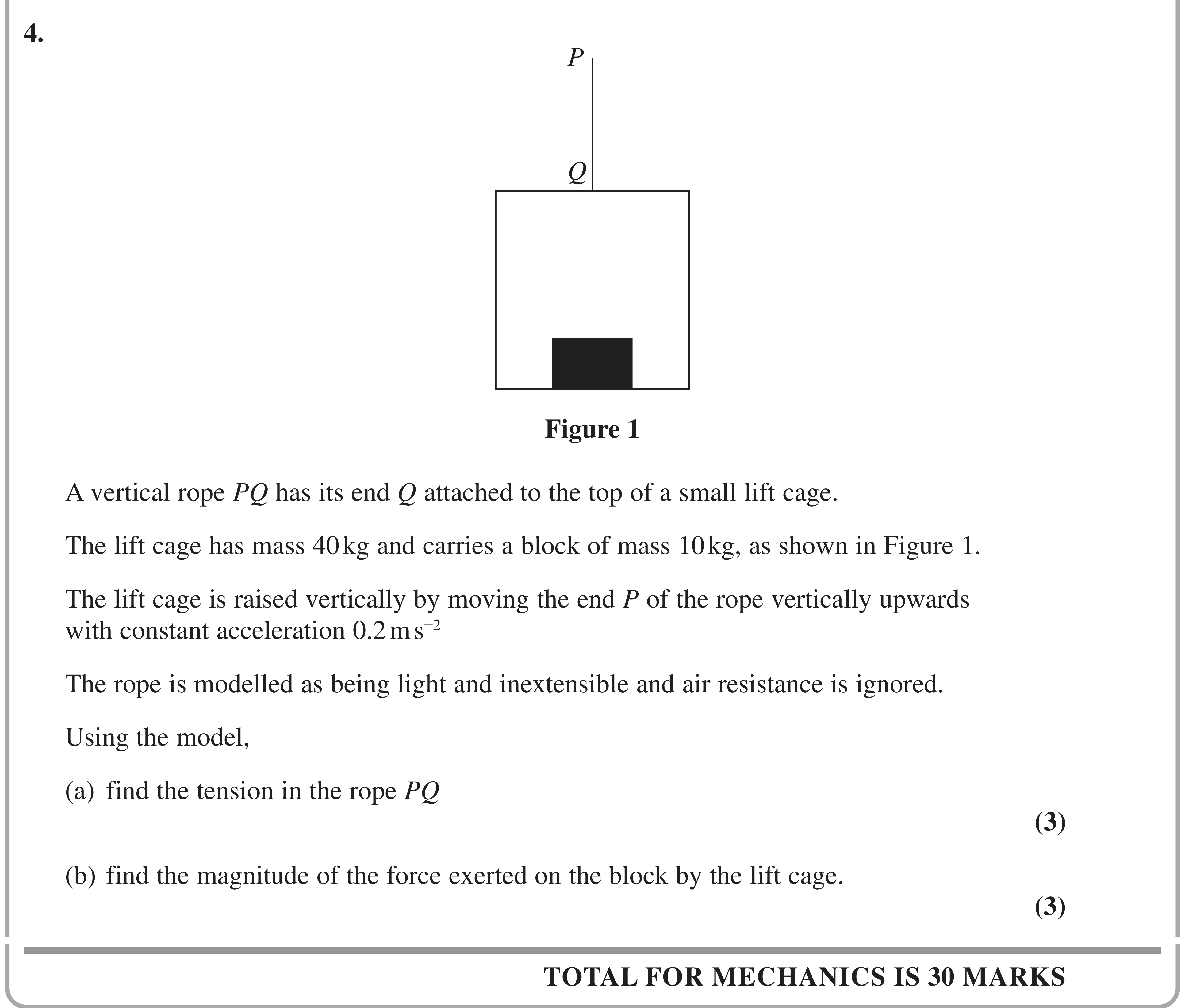 Question 4 — Connected Particles, Forces 1d, Lifts — Edexcel AS Maths June 2022