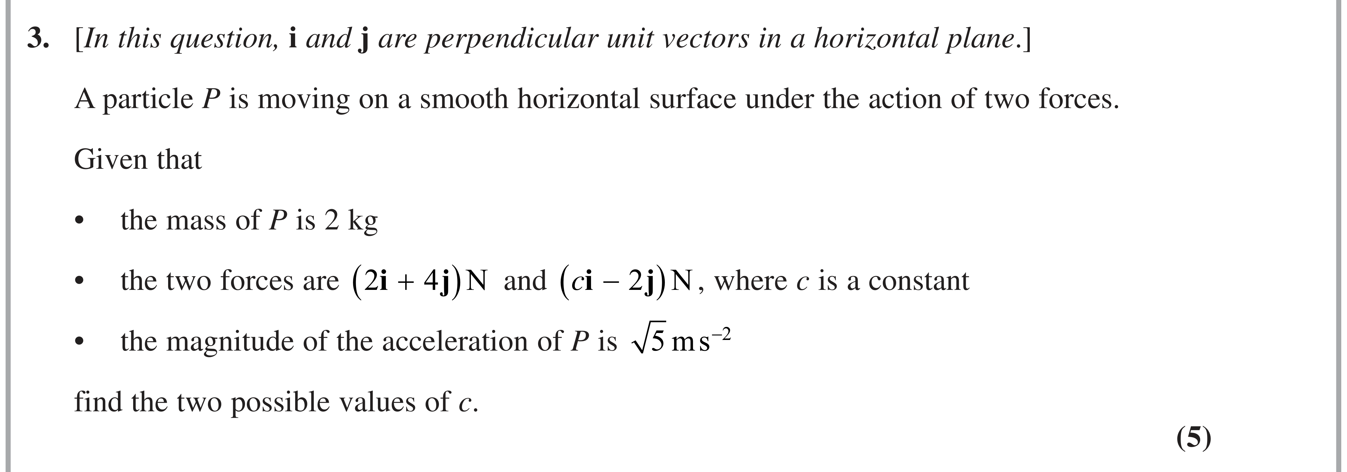 Question 3 — Forces 2d — Edexcel AS Maths June 2024