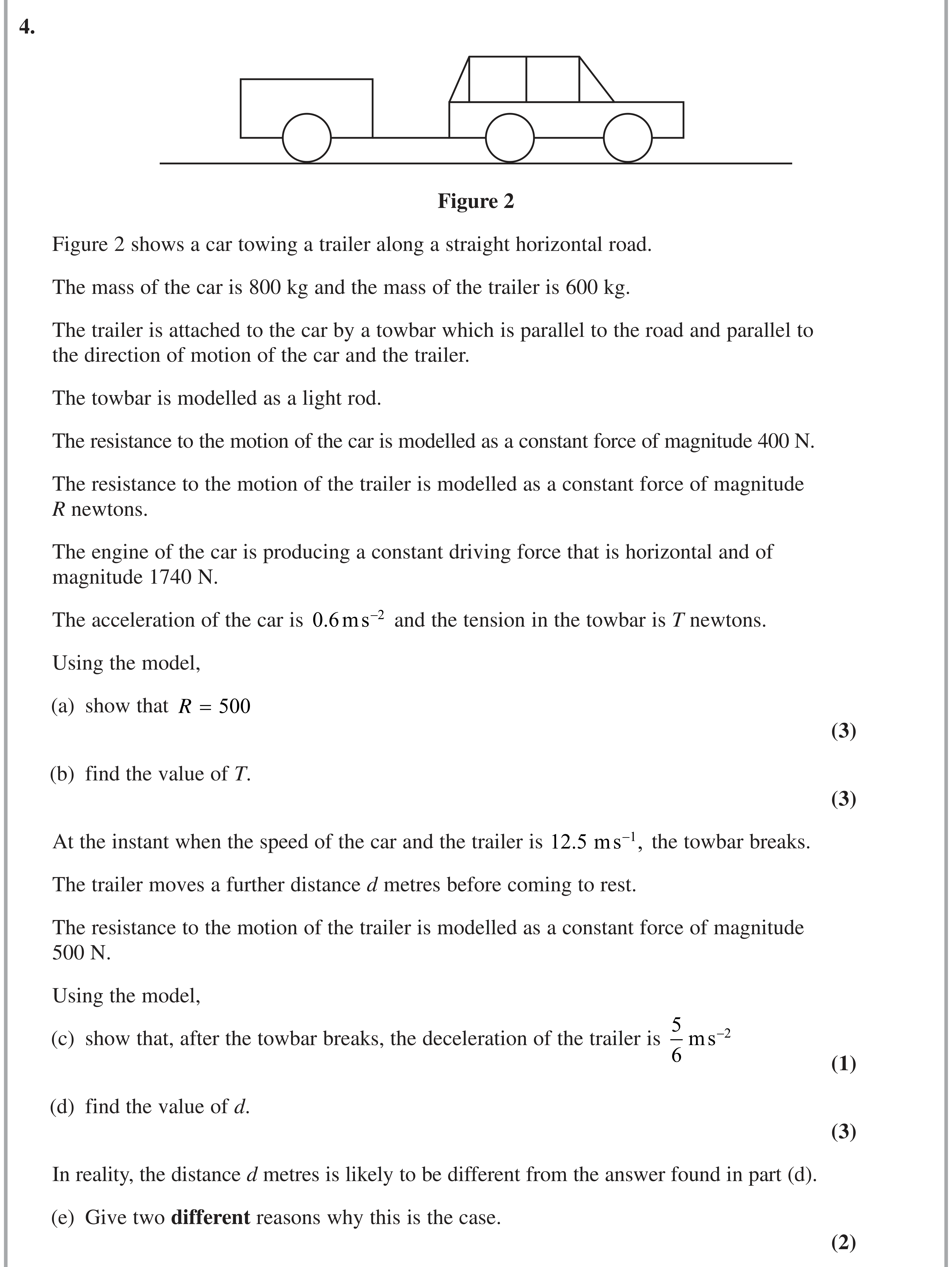 Question 4 — Connected Particles, Forces 1d — Edexcel AS Maths June 2024