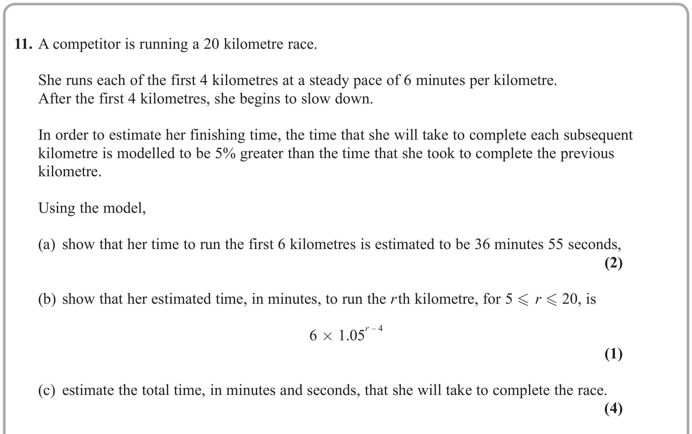 Question 11 — Geometric Sequences and Series — Edexcel June 2019