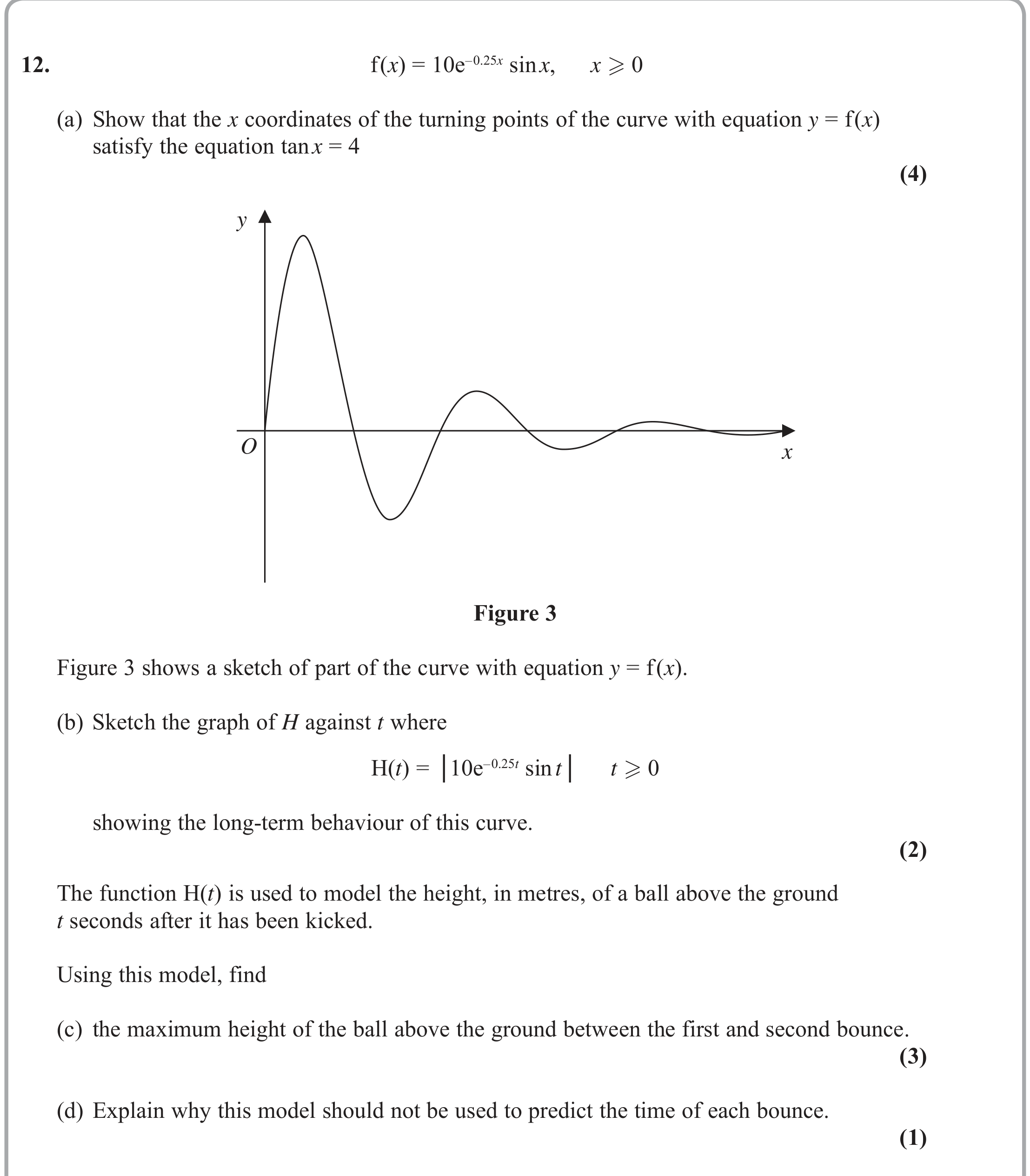 Question 12 — Differentiation — Edexcel June 2019